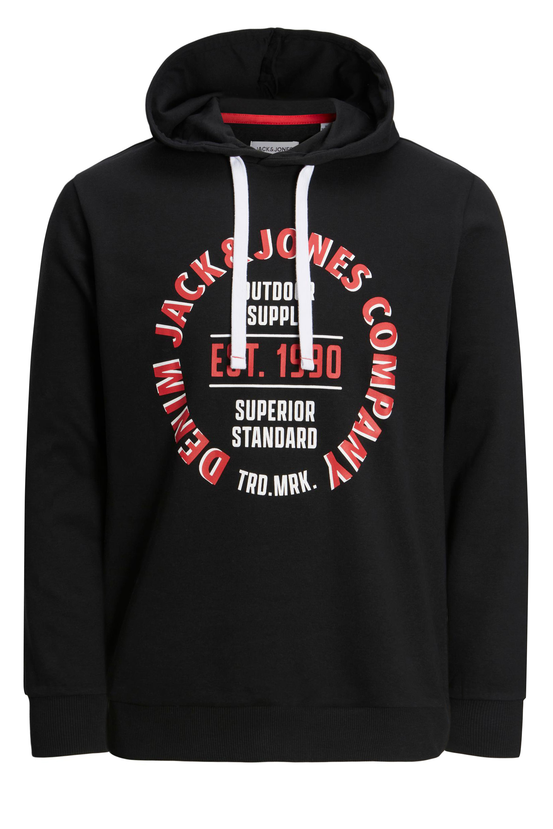 JACK & JONES Big & Tall Black Circular Logo Hoodie | BadRhino 2