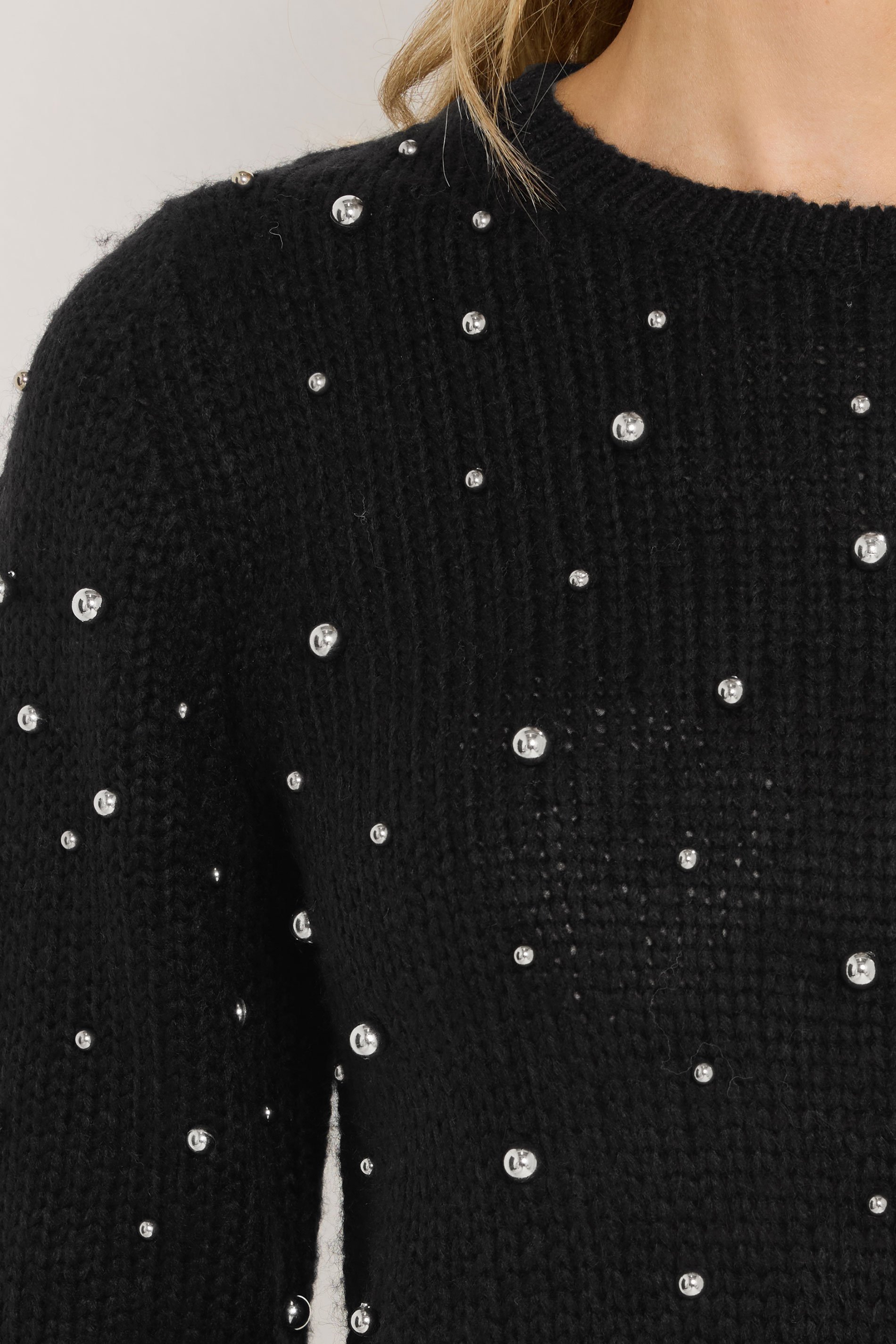 LTS Tall Black Stud Crew Neck Jumper | Long Tall Sally 4