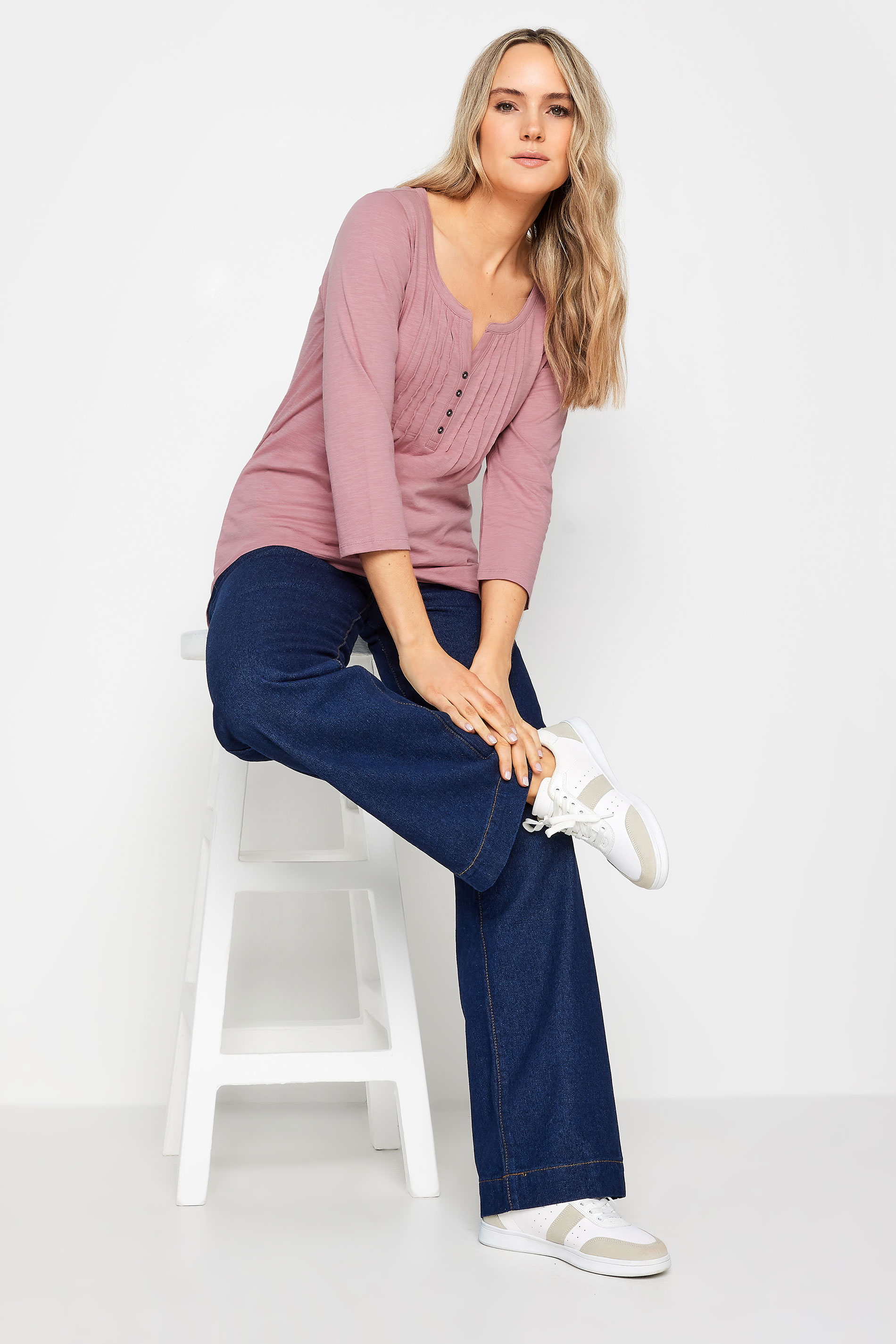 LTS 2 PACK Tall Womens Blue & Pink Cotton Henley Tops | Long Tall Sally 4