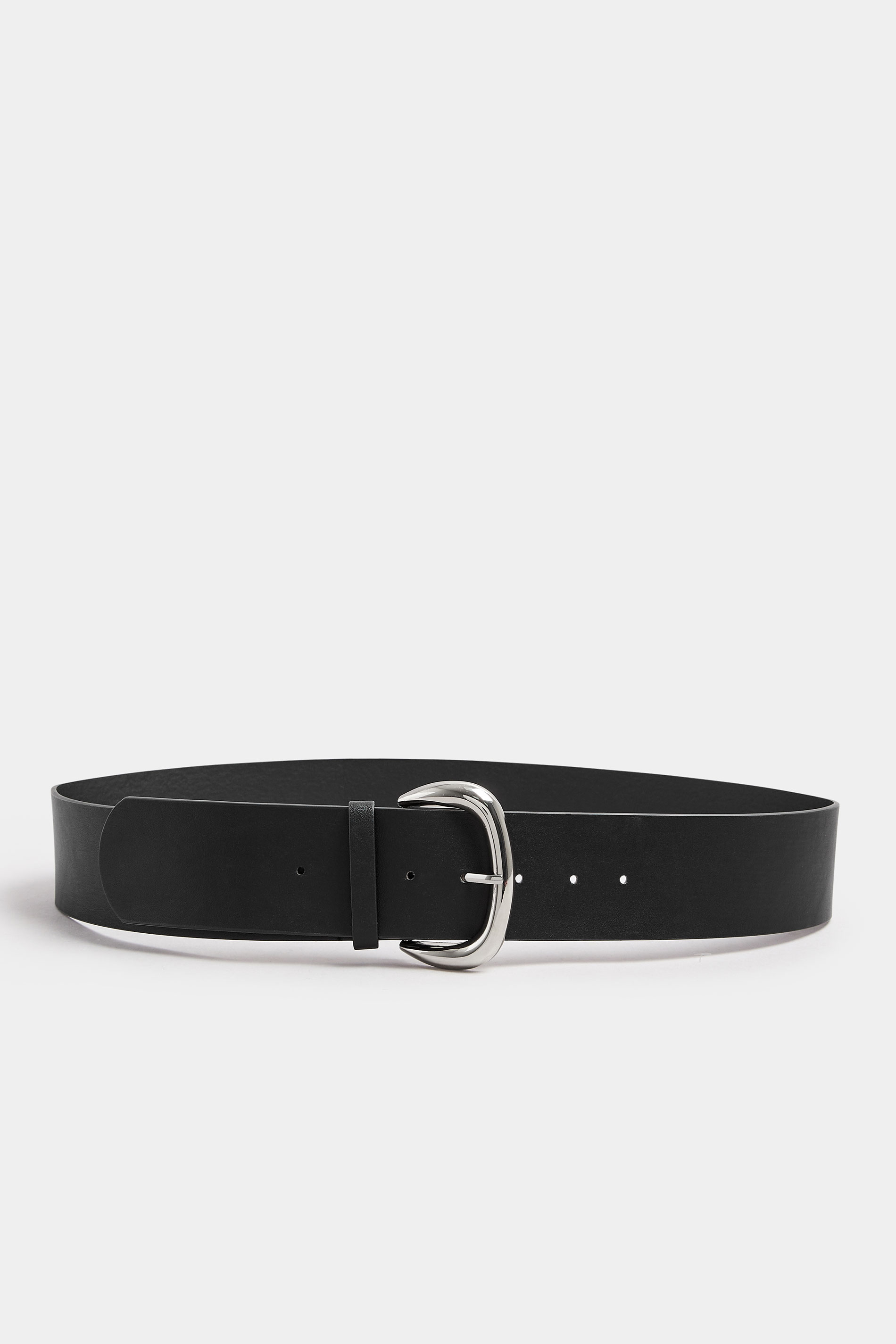 Black Faux Leather Wide Buckle Belt | Yours Clothing 2