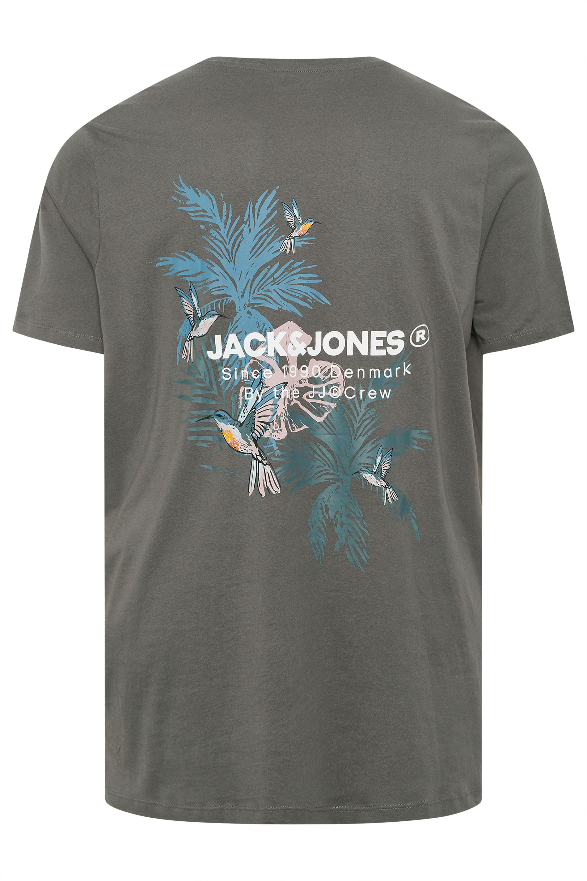 JACK & JONES Big & Tall 2 PACK Black & Grey Hawaii T-Shirts | BadRhino 9