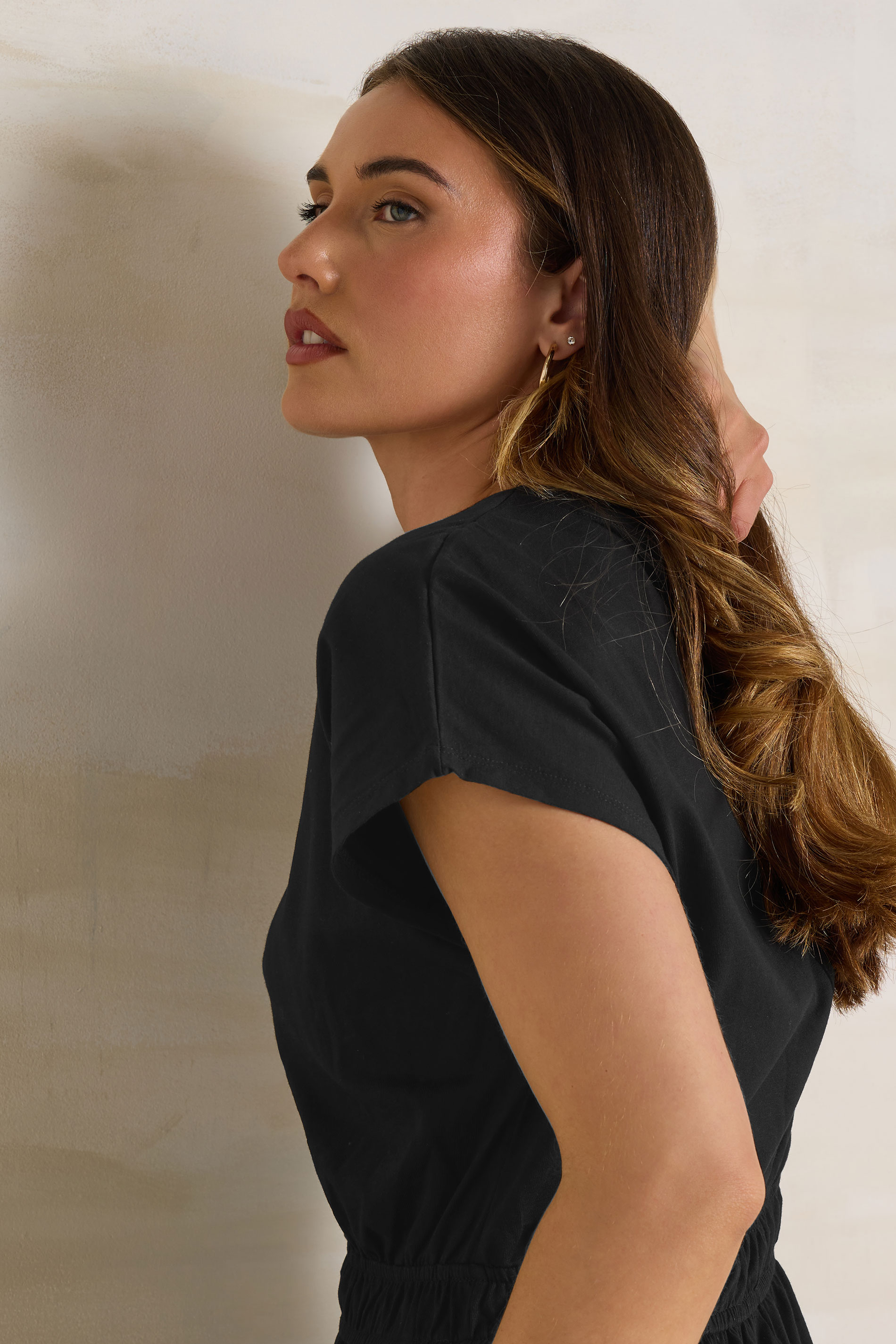 LTS Tall Black Jersey Shirred Waist Maxi Dress | Long Tall Sally 4