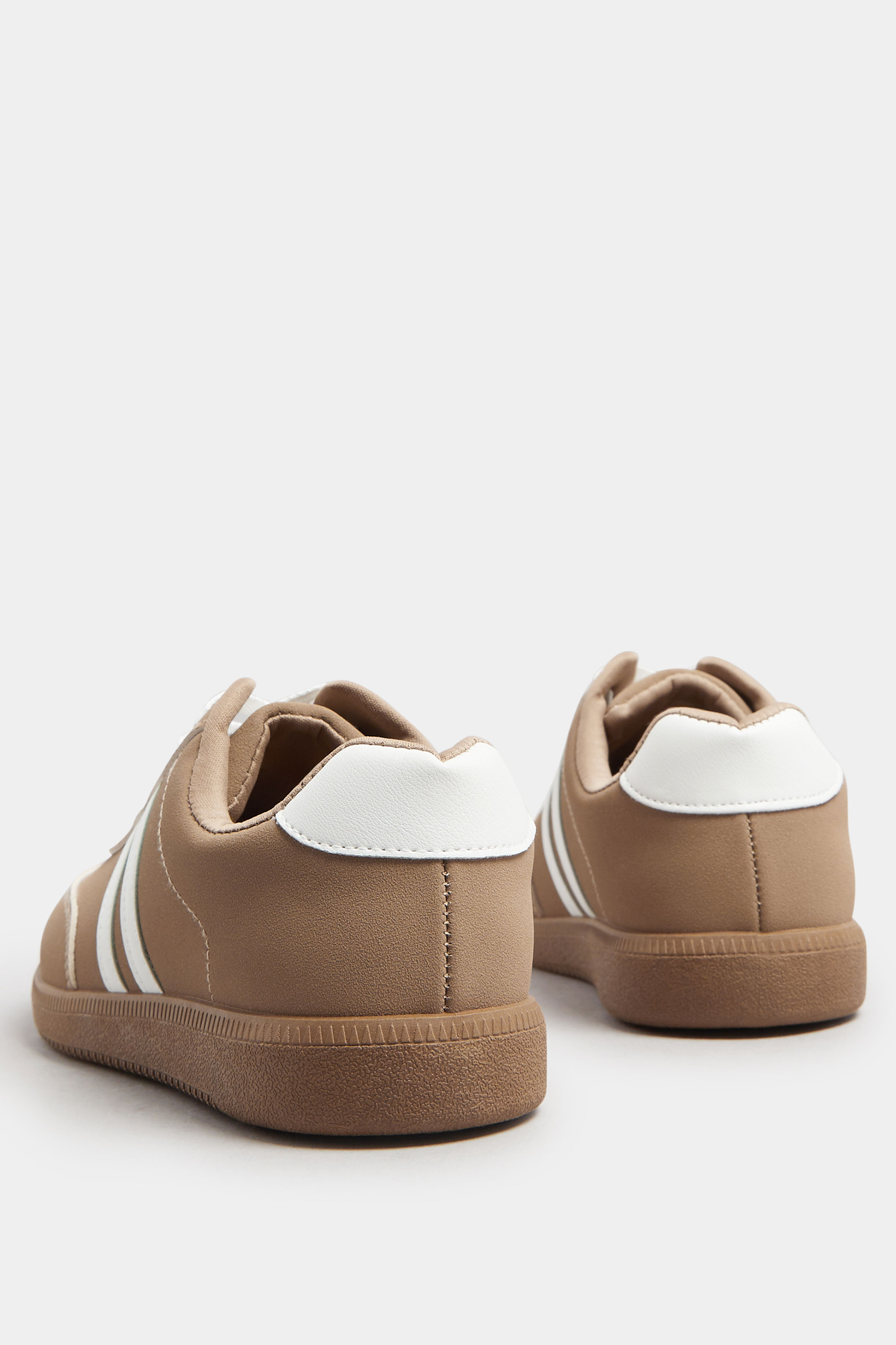 Mocha Brown Retro Stripe Trainers In Extra Wide EEE Fit | Yours Clothing 4