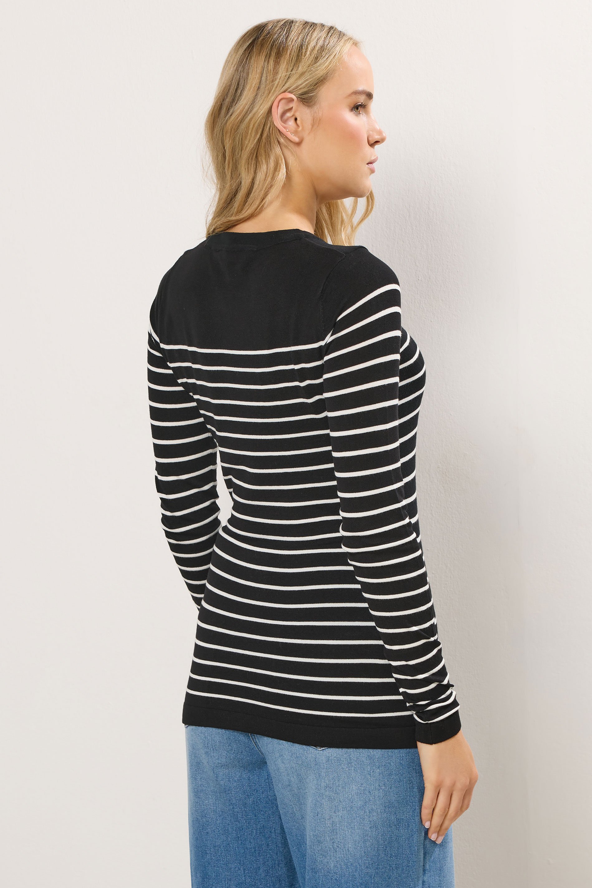 LTS Tall Black Fine Knit Striped Jumper | Long Tall Sally 3