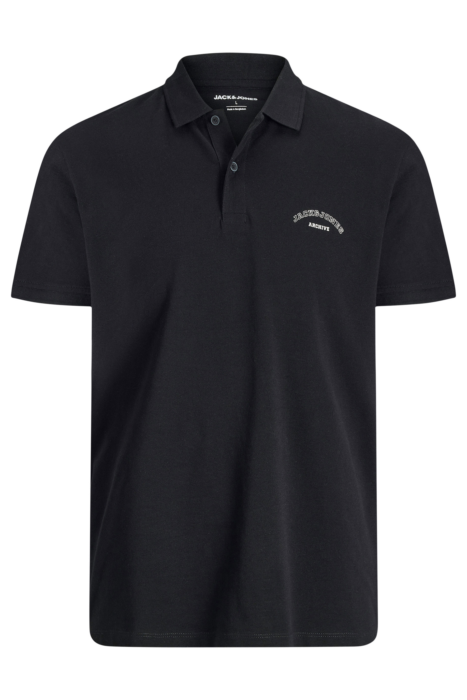 JACK & JONES Big & Tall Black Archive Polo Shirt | BadRhino 3
