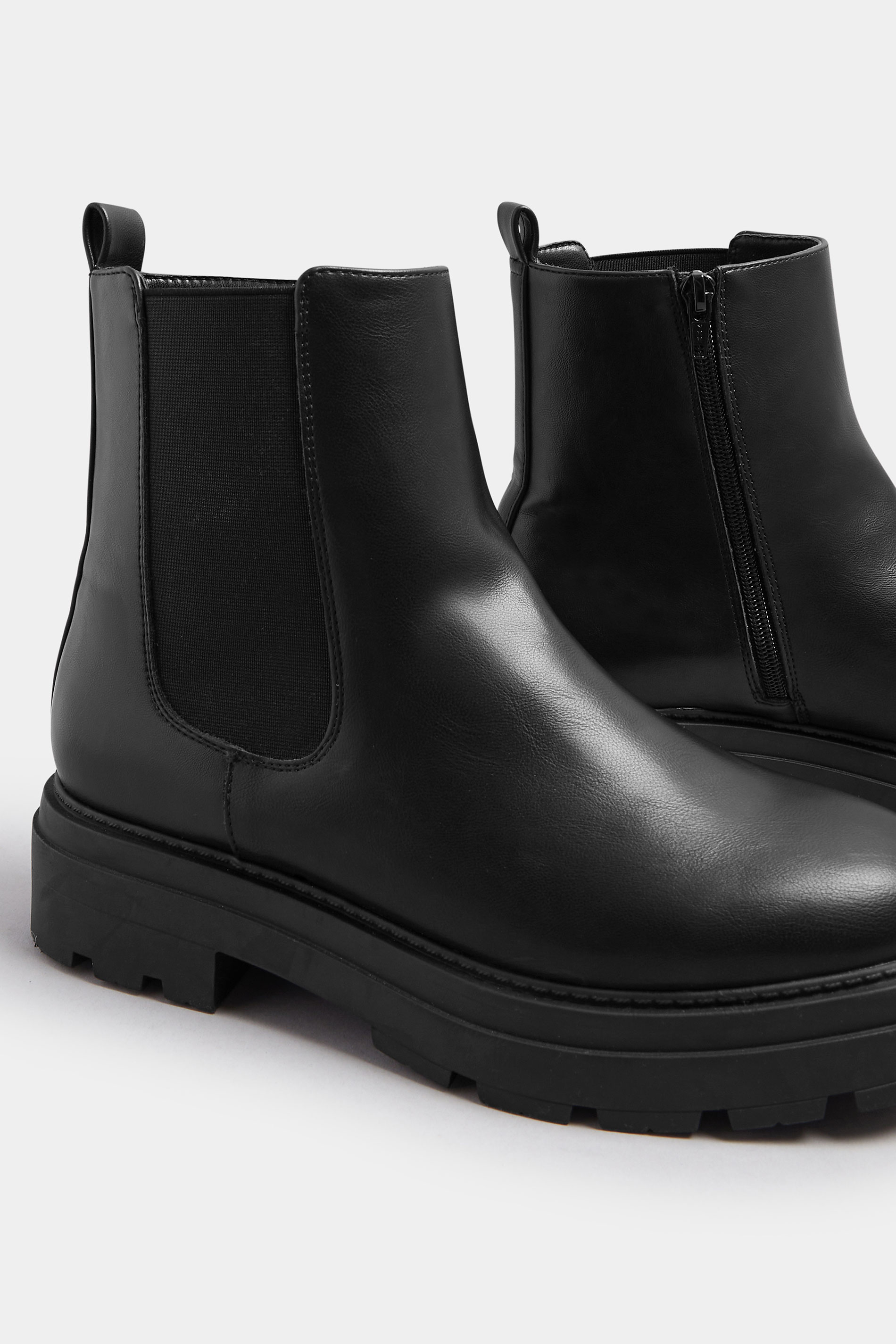 Black Faux Leather Chunky Chelsea Boots In Wide E Fit & Extra Wide EEE Fit | Yours Clothing 5