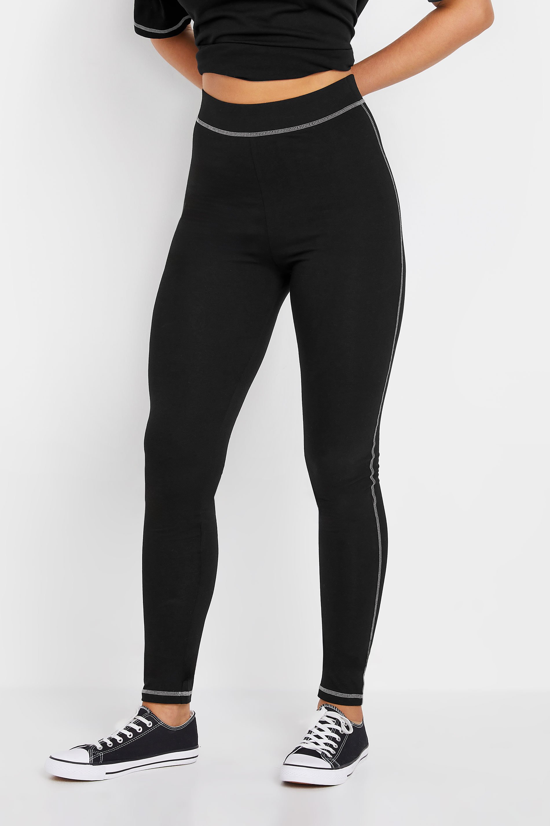 LTS Tall Black Contrast Stitch Leggings & T-Shirt Set | Long Tall Sally 2
