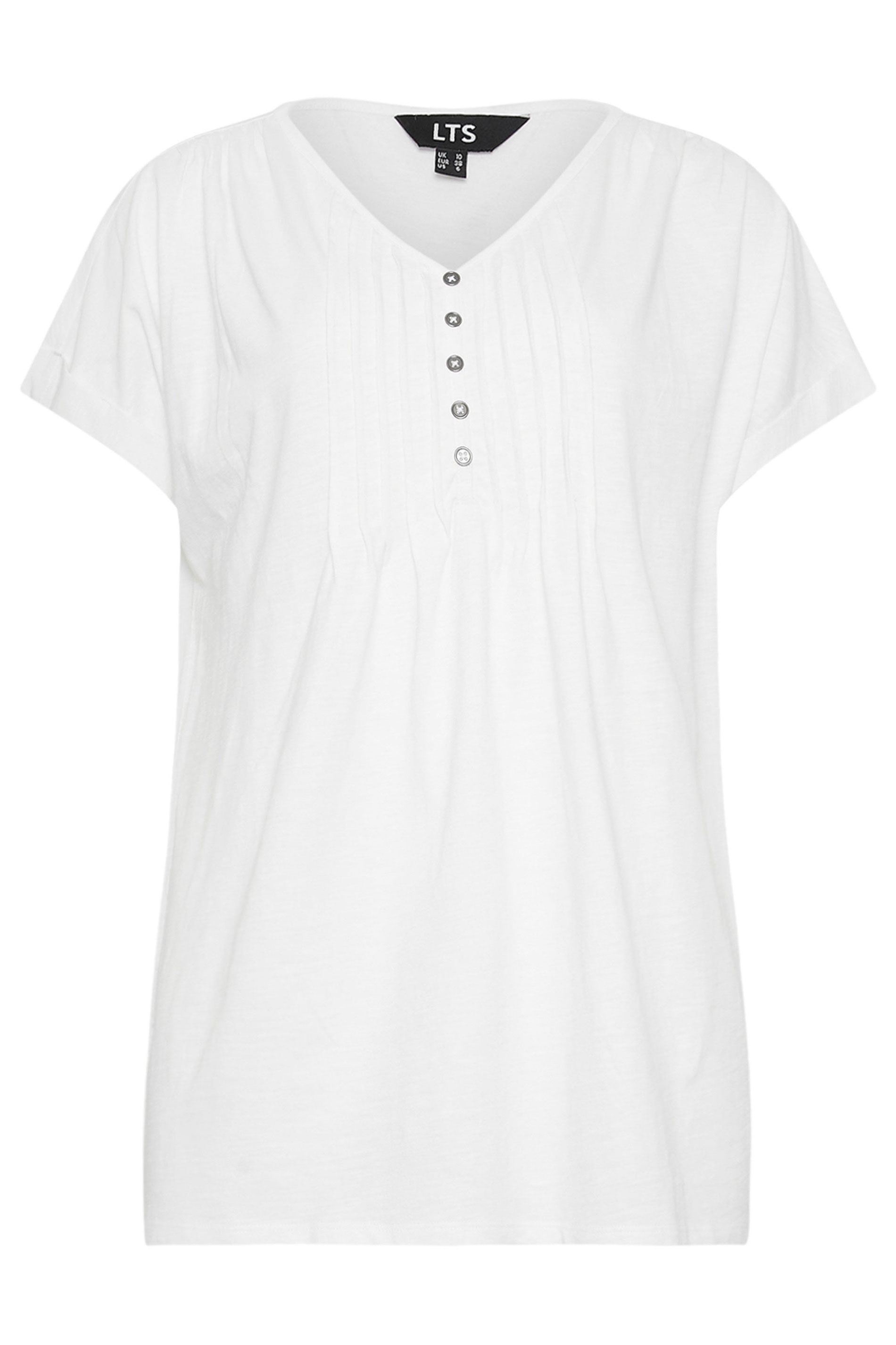 LTS 2 PACK Tall Women's Bright Pink & White Cotton Henley T-Shirts | Long Tall Sally 8