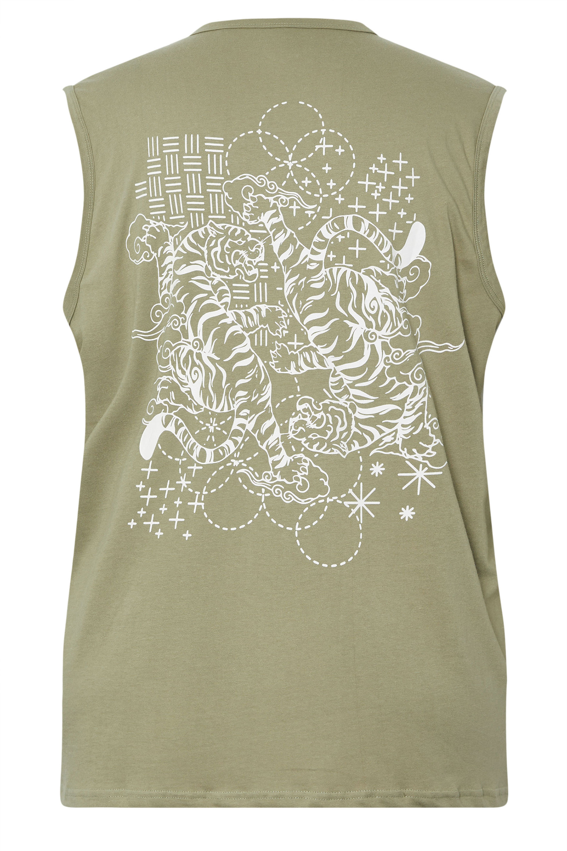BadRhino Big & Tall Basil Green Tiger Graphic Vest Top | BadRhino 7