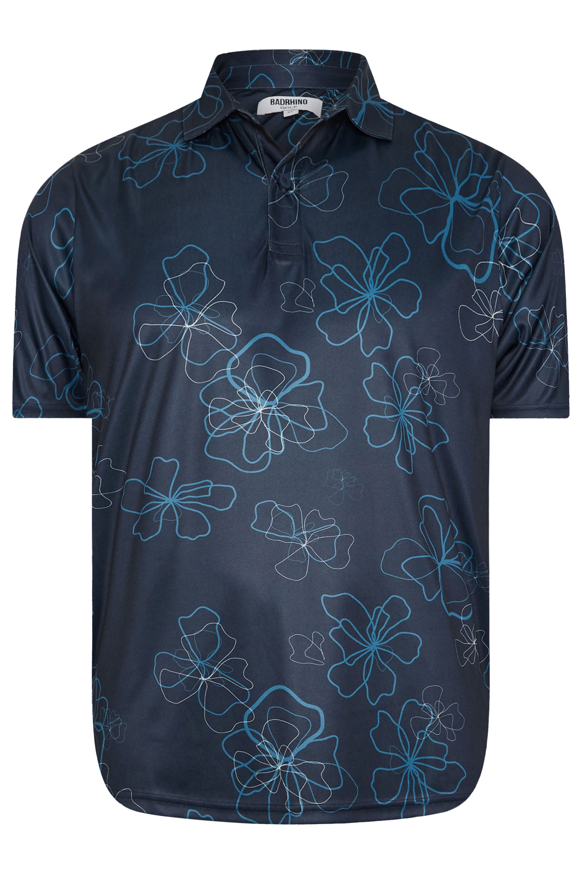 BadRhino Golf Big & Tall Navy Blue Floral Print Polo Shirt | BadRhino 7