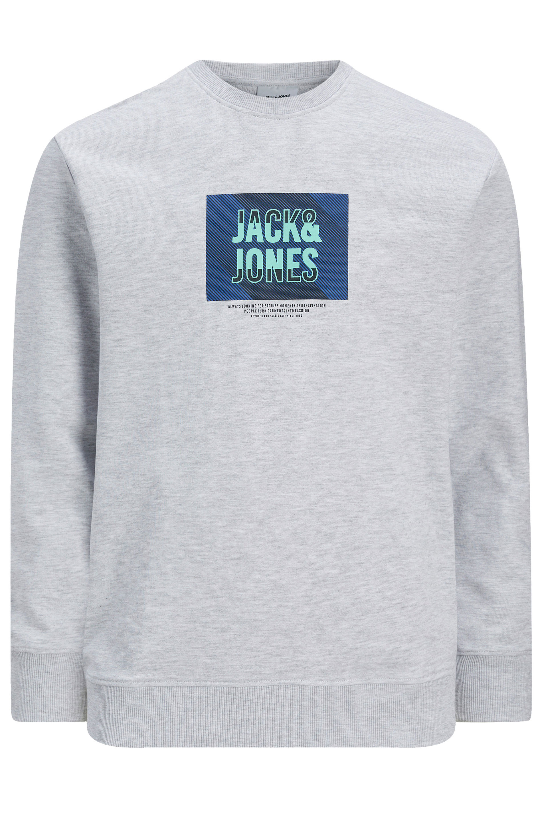 JACK & JONES Big & Tall Light Grey Hudson Sweatshirt | BadRhino 2
