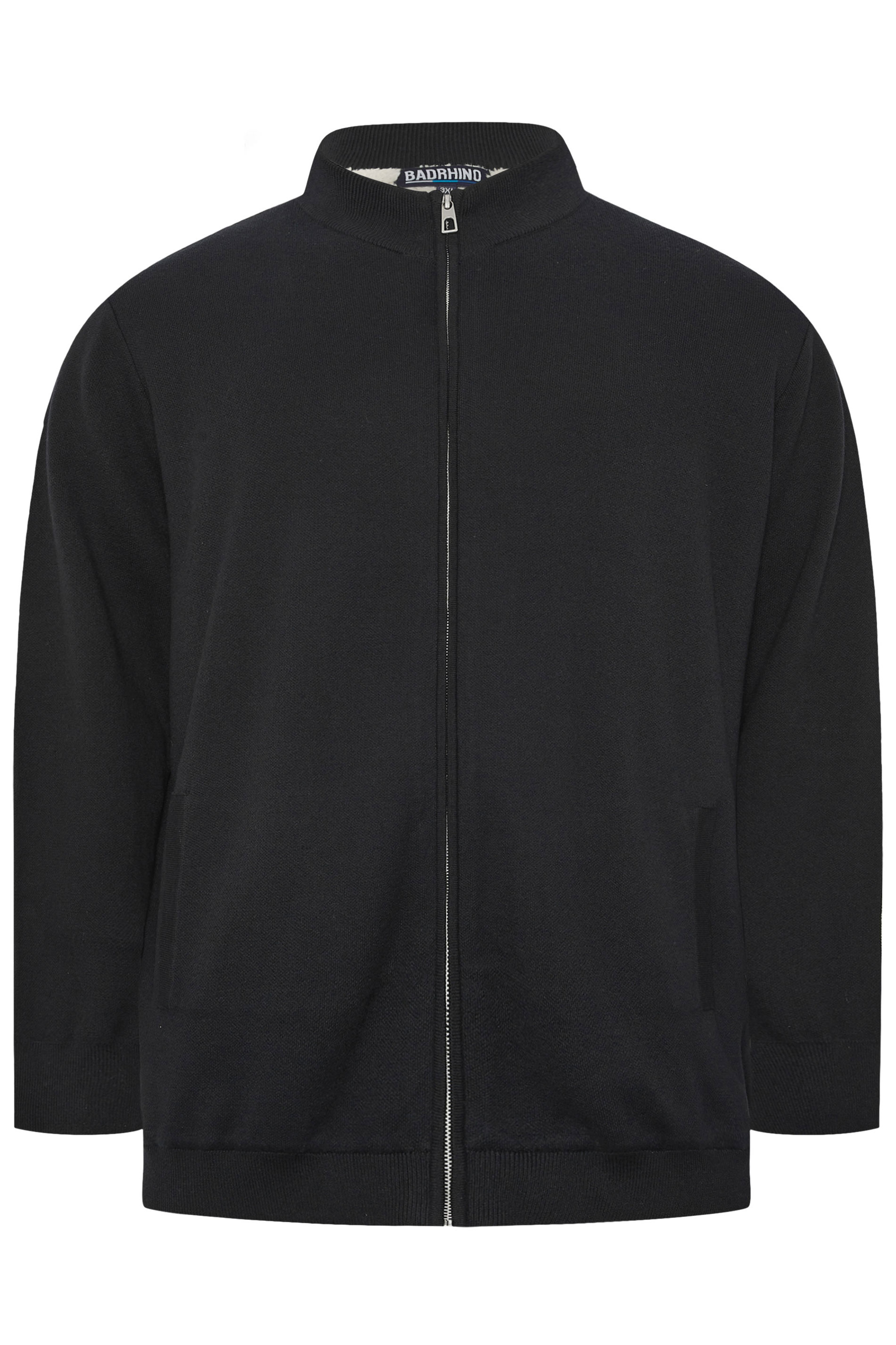BadRhino Big & Tall Black Knitted Borg Zip Up | BadRhino 6