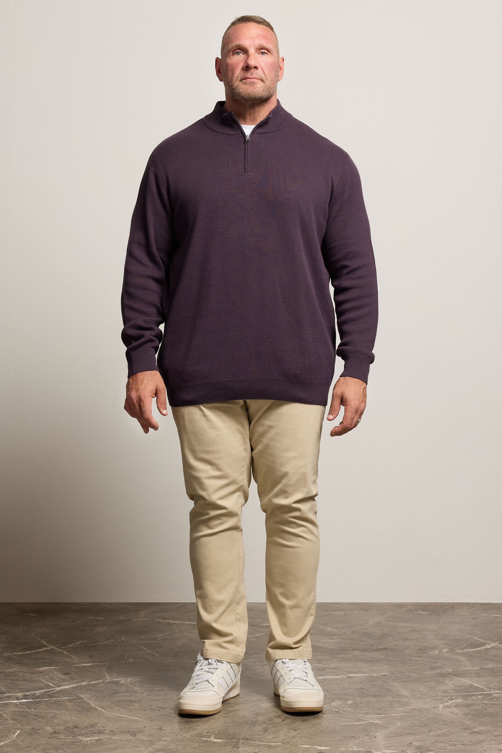 BadRhino Big & Tall Plum Purple Milano Quarter Zip Jumper | BadRhino 2