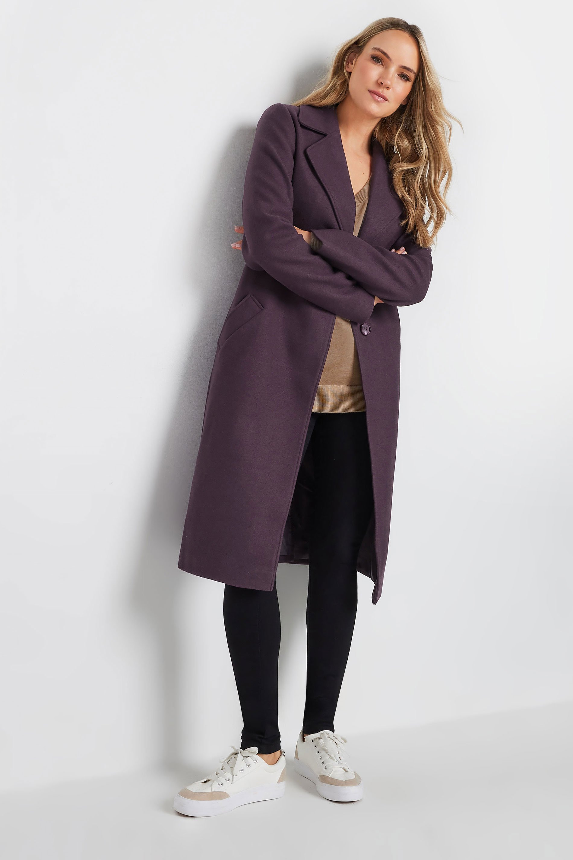 LTS Tall Dark Purple Single Breasted Formal Coat | Long Tall Sally 2