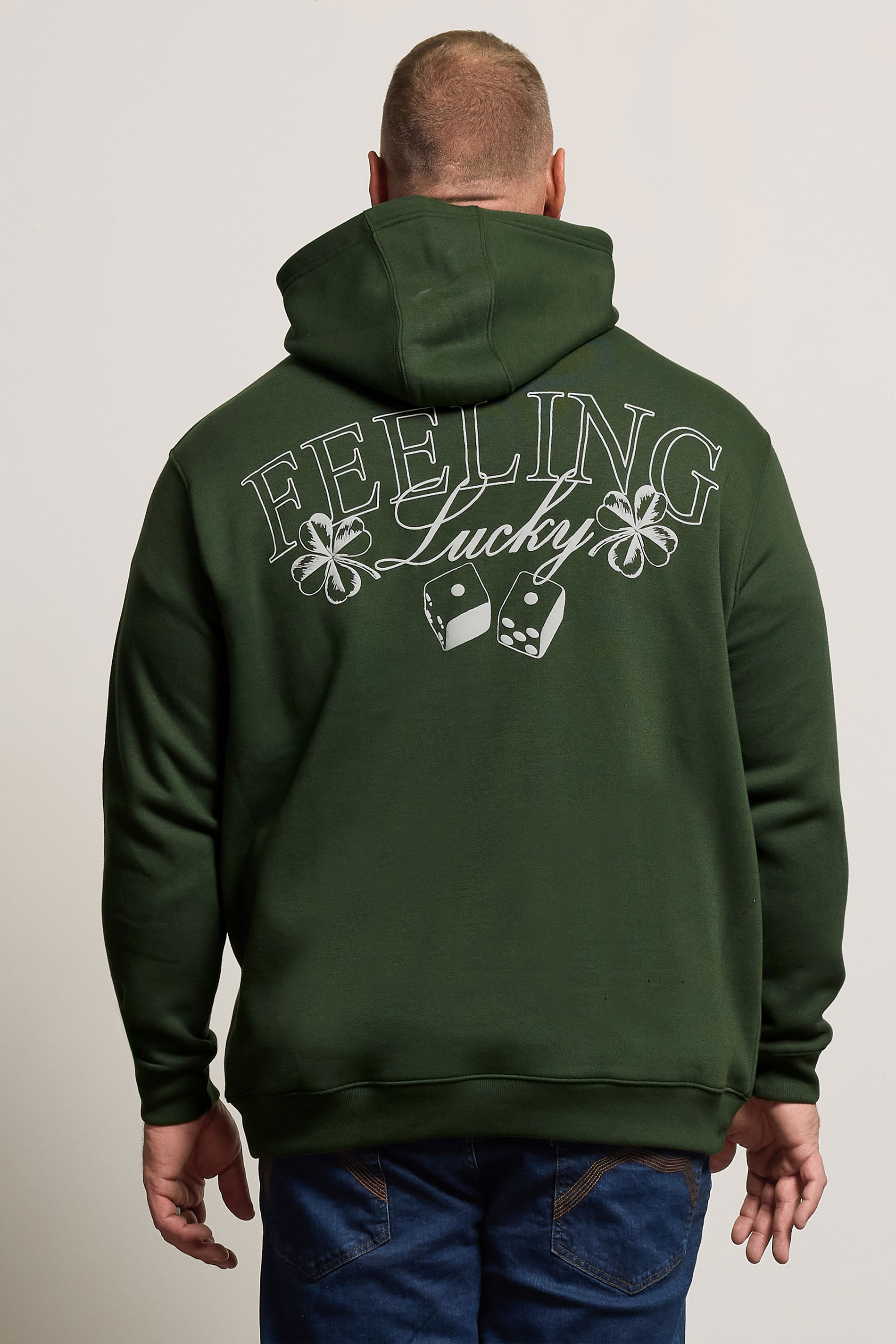 BadRhino Big & Tall Dark Green Feeling Lucky Hoodie | BadRhino 3