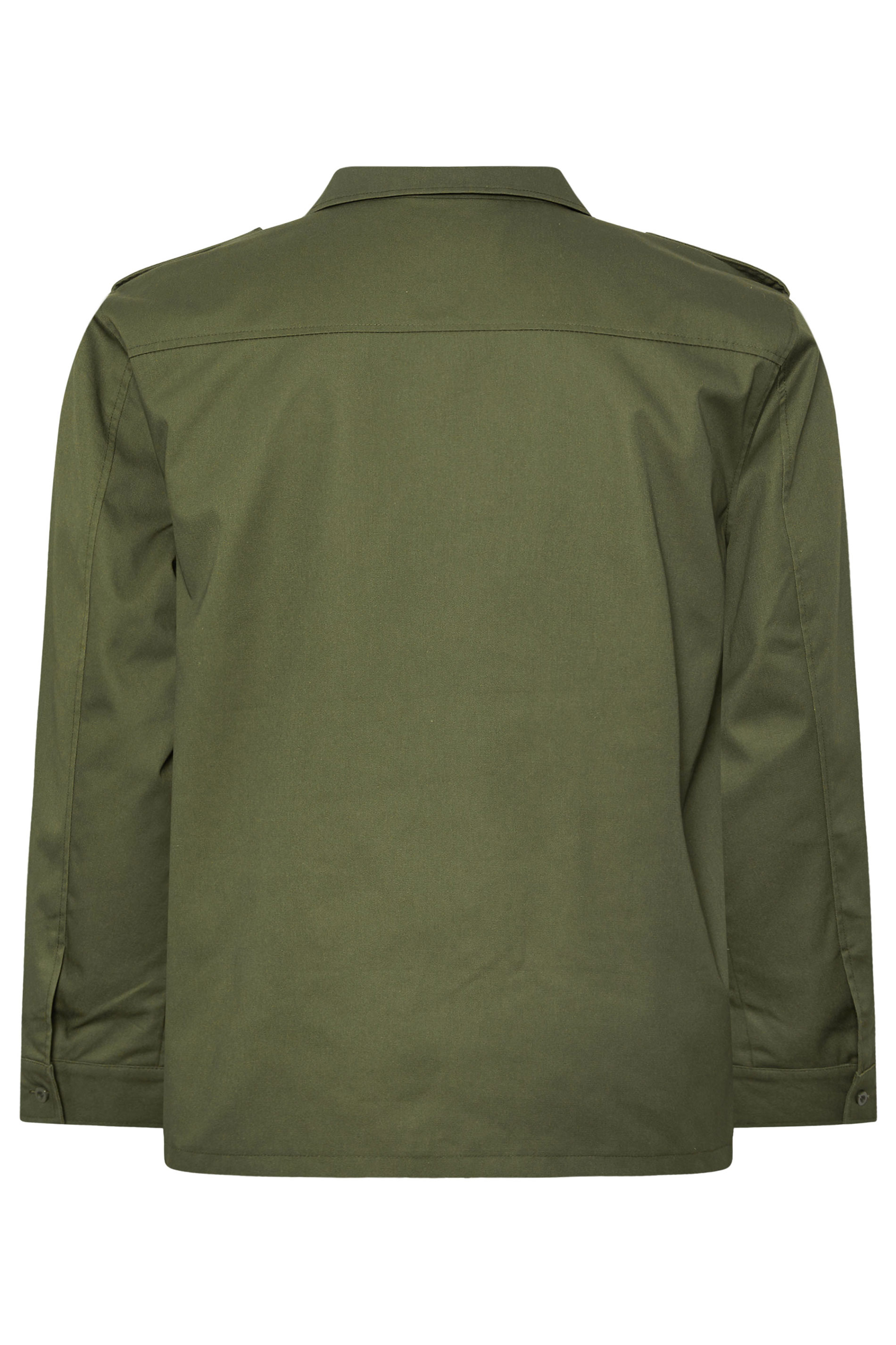 BadRhino Big & Tall Khaki Green Military Zip Through Overshirt | BadRhino 7