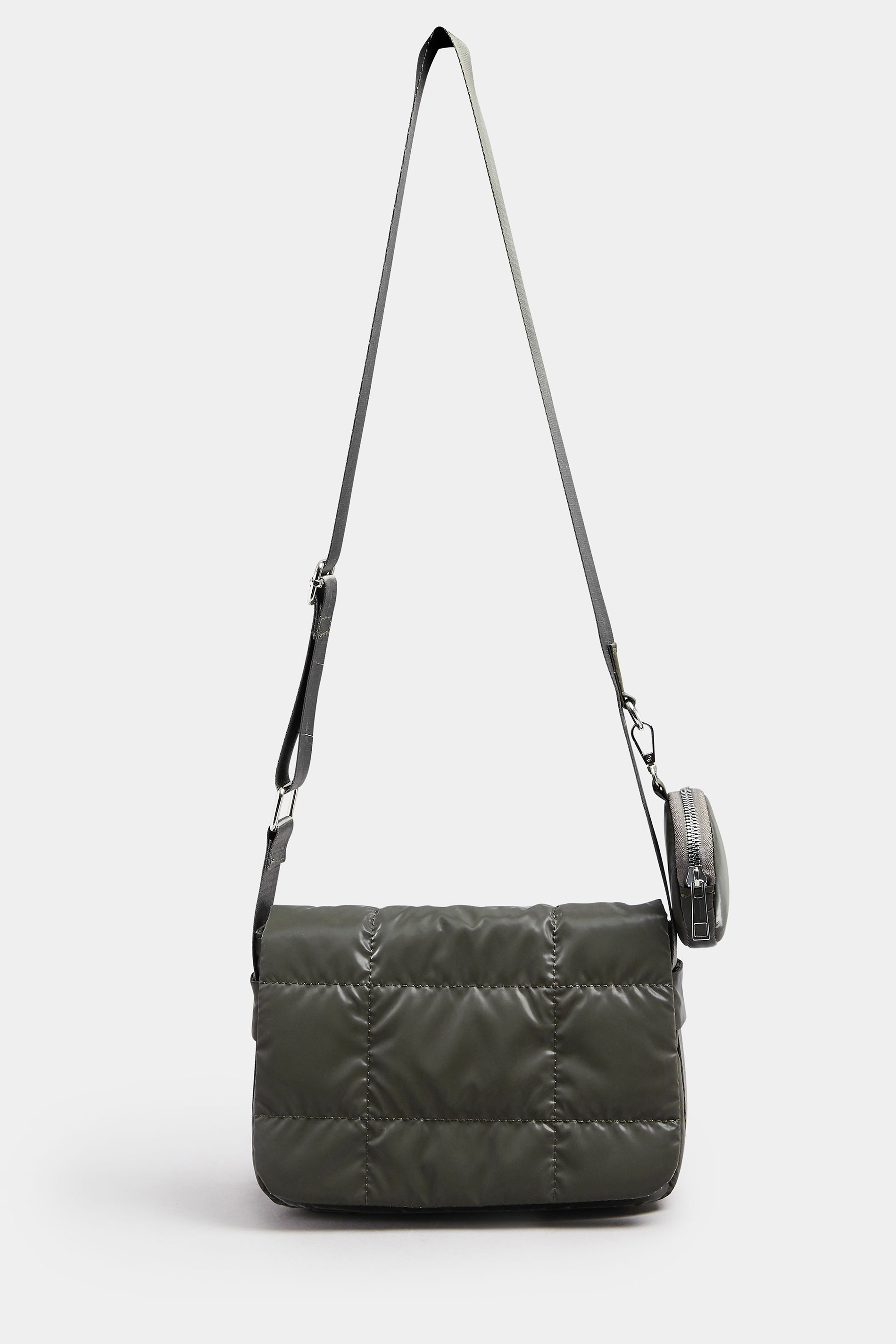 Khaki Green Quilted Cross Body Bag | Yours Clothing 3