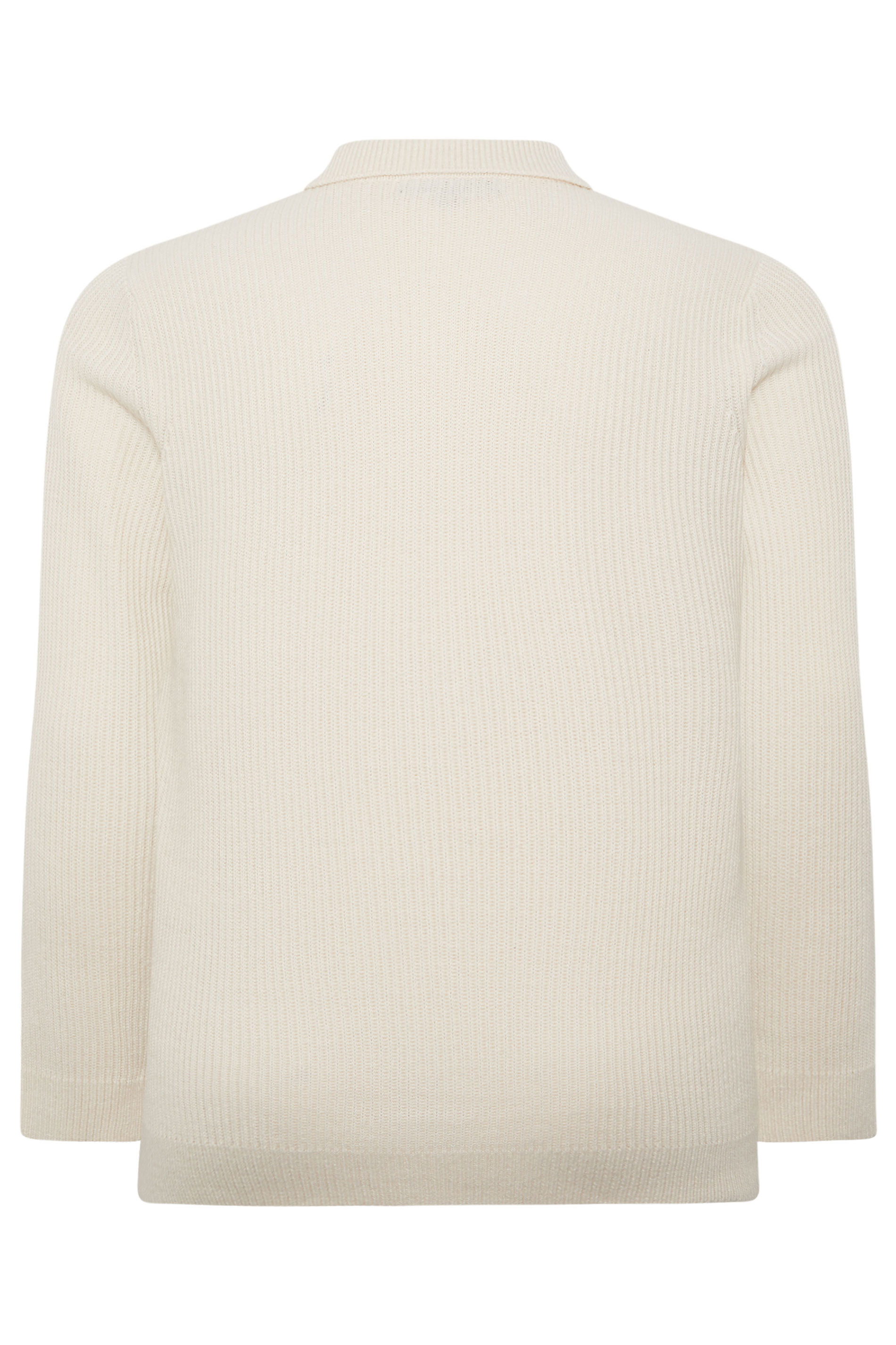 BadRhino Big & Tall Natural Brown Chunky Knit Collared Jumper | BadRhino 2