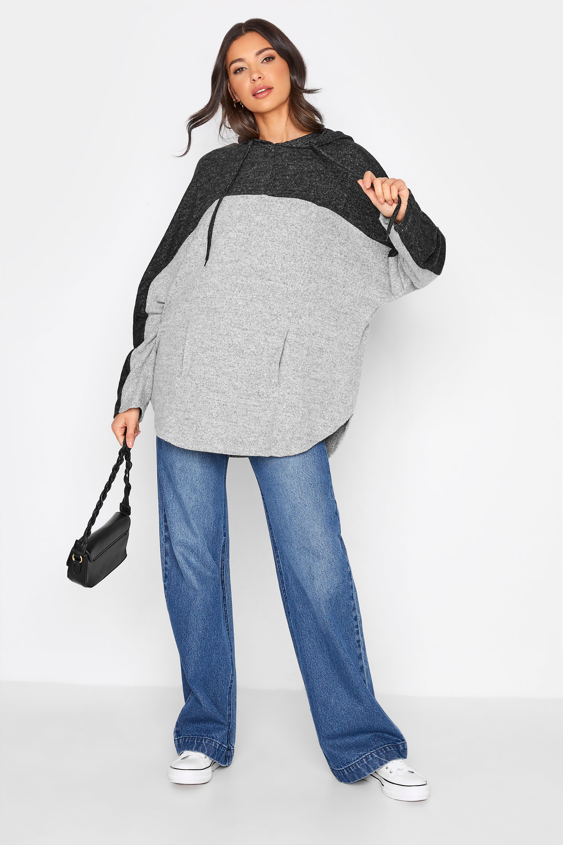Tall Women's LTS Grey Colourblock Soft Touch Hoodie | Long Tall Sally 2