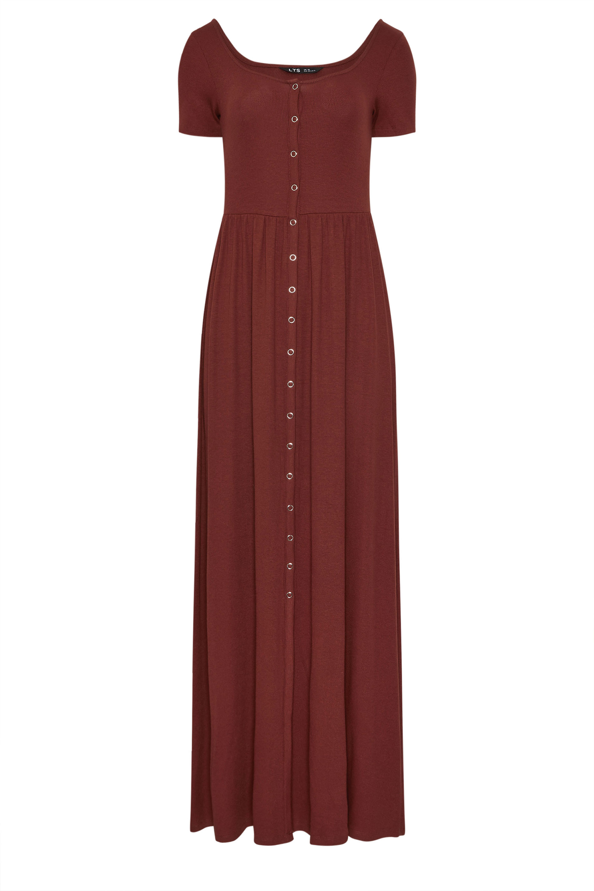 LTS Tall Maternity Rust Brown Ribbed Button Maxi Dress | Long Tall Sally 7