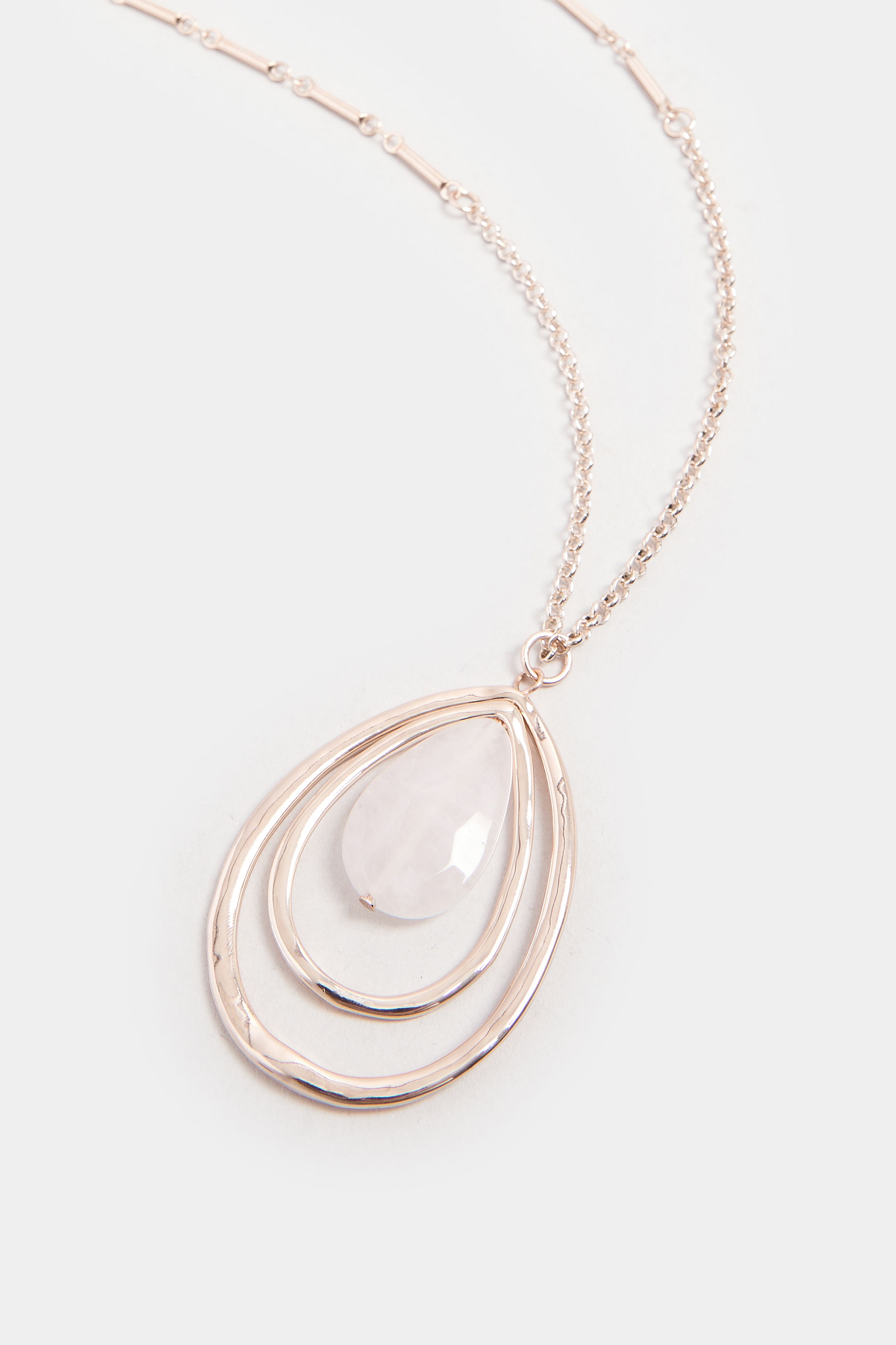 Rose Gold Tone Long Tear Drop Pendant Necklace | Yours Clothing 3