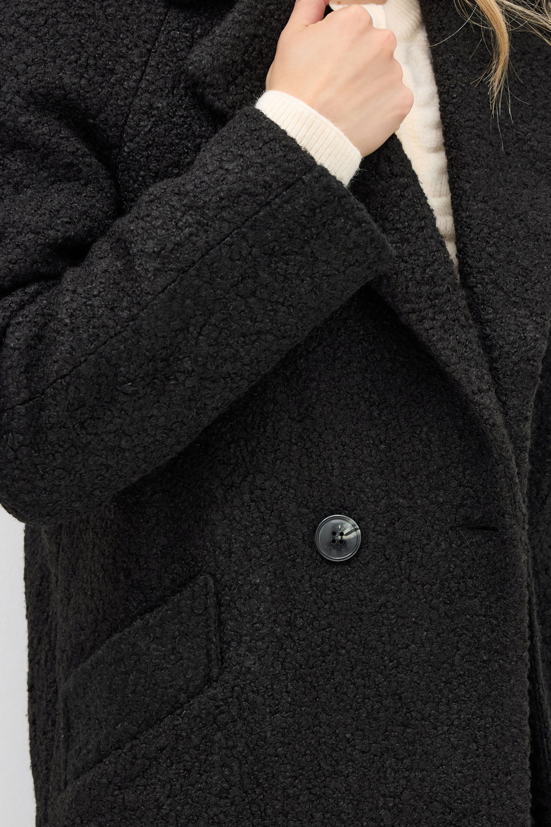 LTS Tall Women's Black Boucle Wrap Midi Coat | Long Tall Sally 4