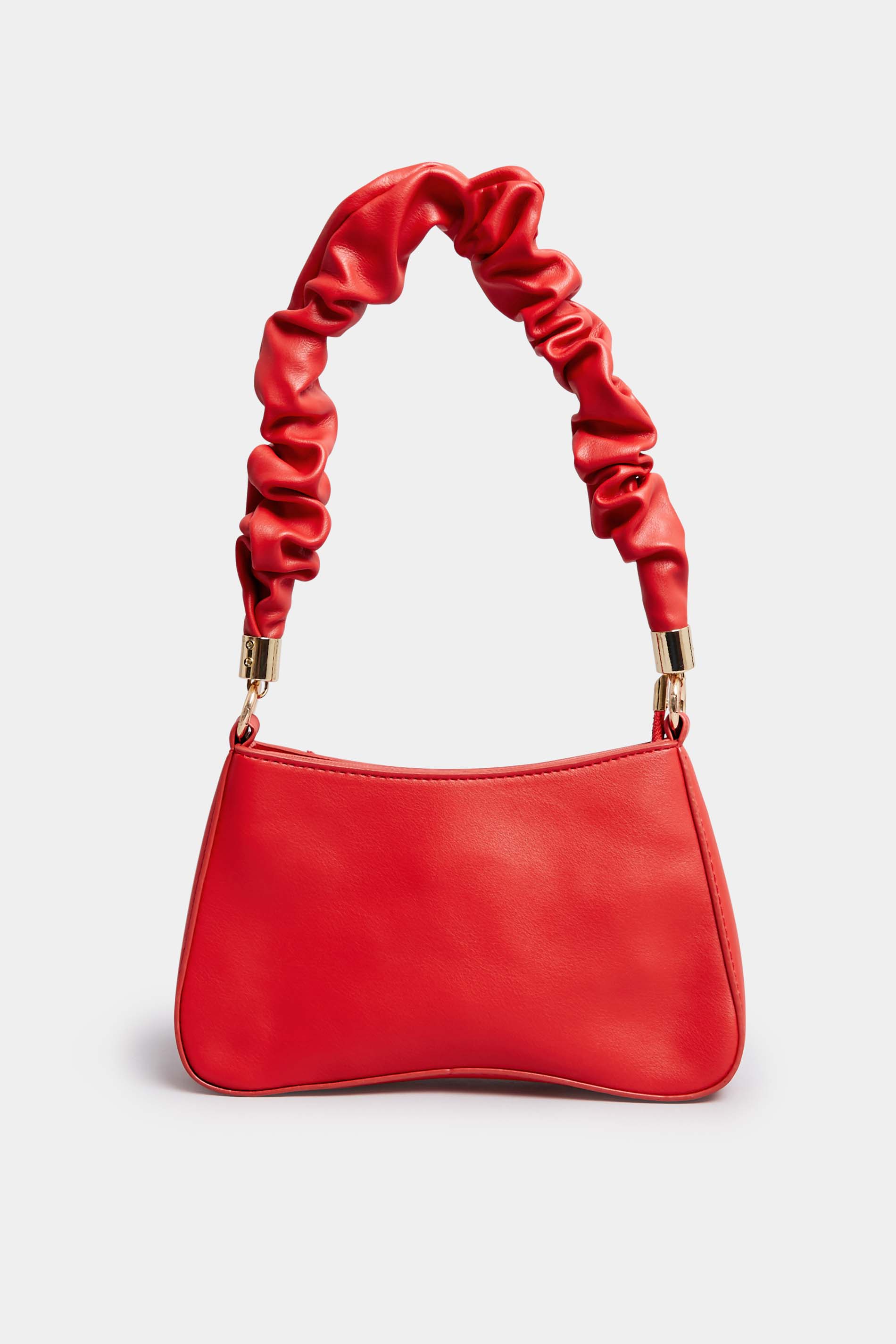 Red Ruched Handle Bag | Yours Clothing 3