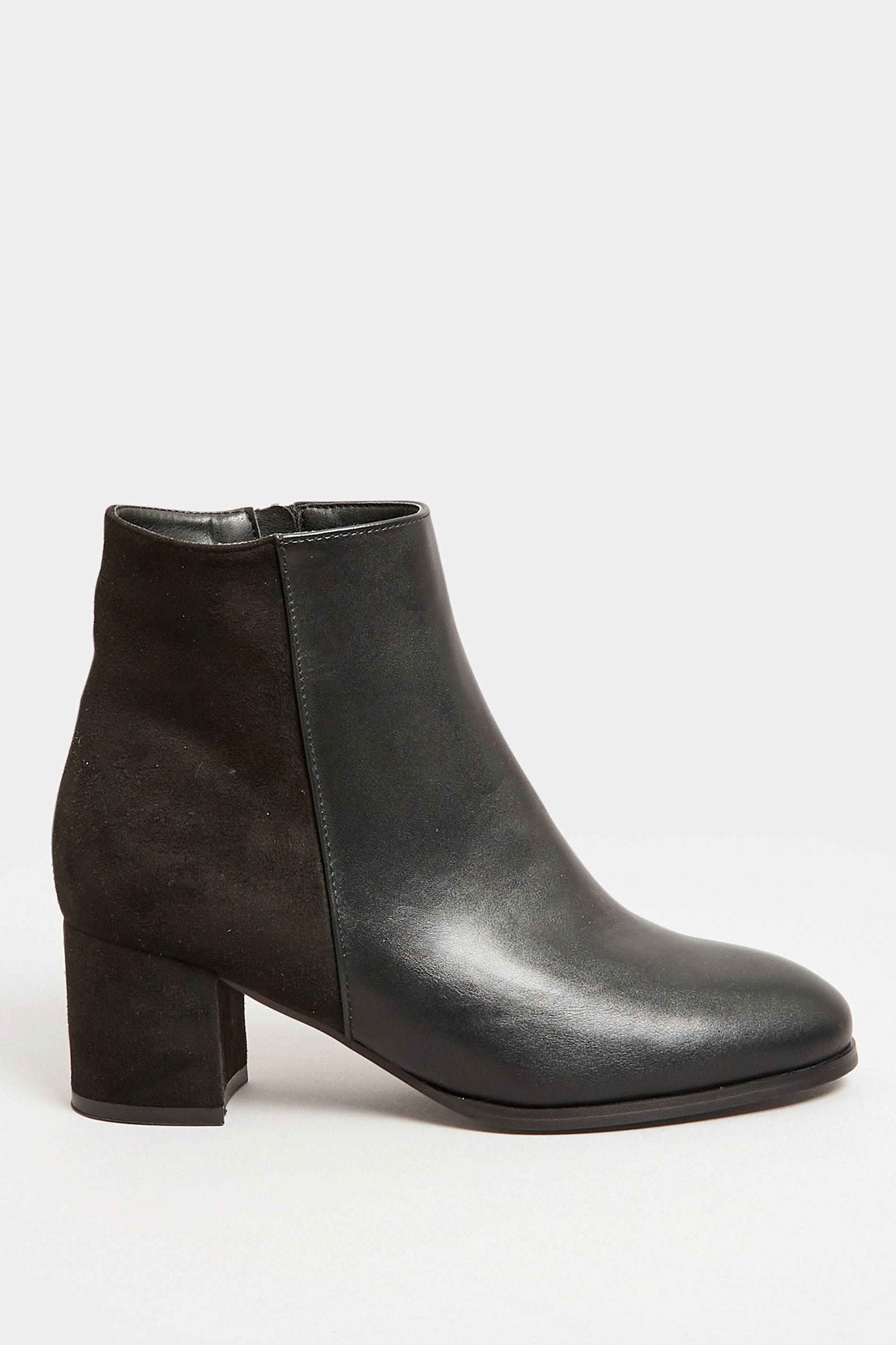 Black Faux Leather Heeled Ankle Boots in E Fit & EEE Fit 3