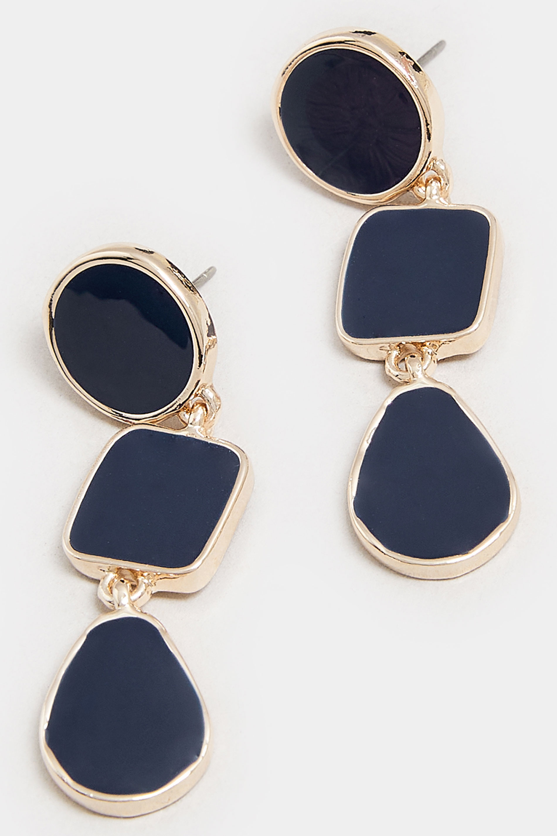 Gold Tone Sapphire Blue Drop Earrings | Yours Clothing 3