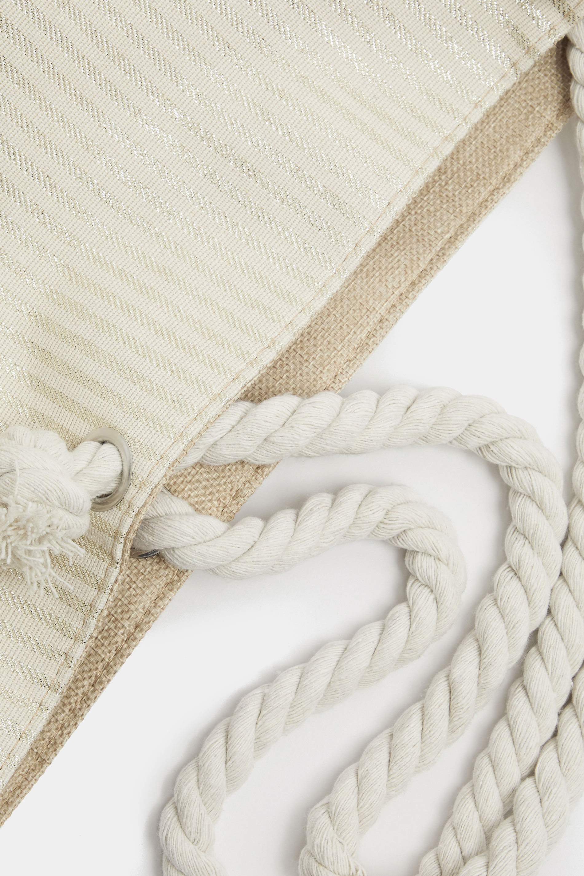 Brown & Gold Striped Rope Tote Bag | Yours Clothing 7