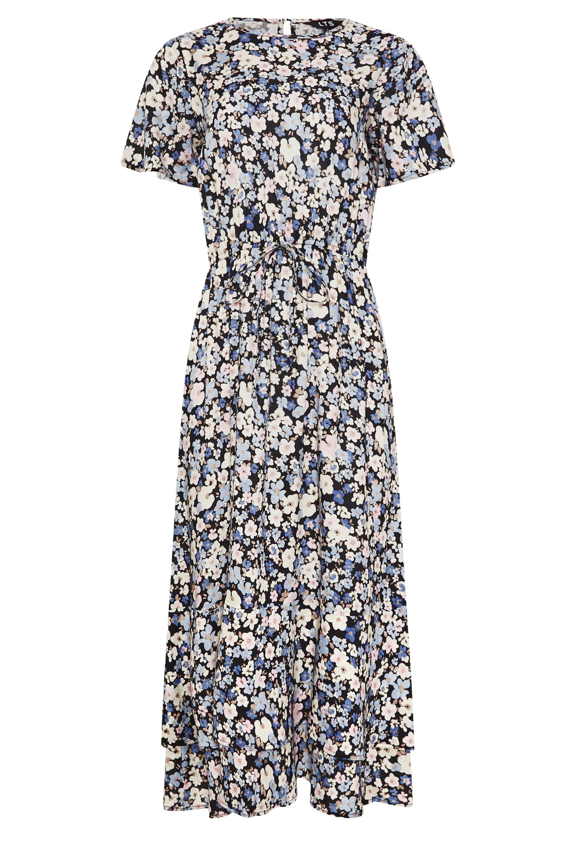 LTS Tall Blue Woven Floral Tie Waist Midaxi Dress | Long Tall Sally 6