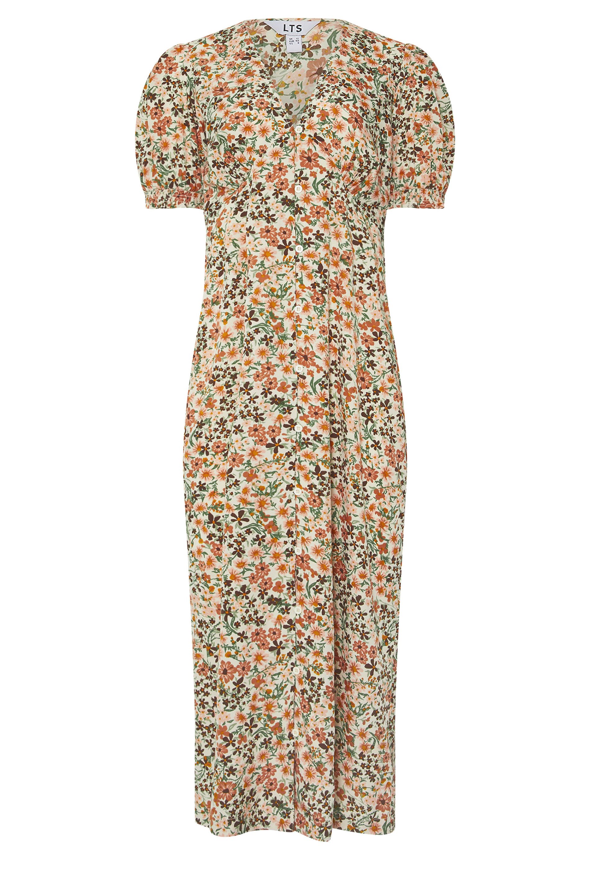LTS Tall Rust Orange Ditsy Floral Tea Maxi Dress | Long Tall Sally 5