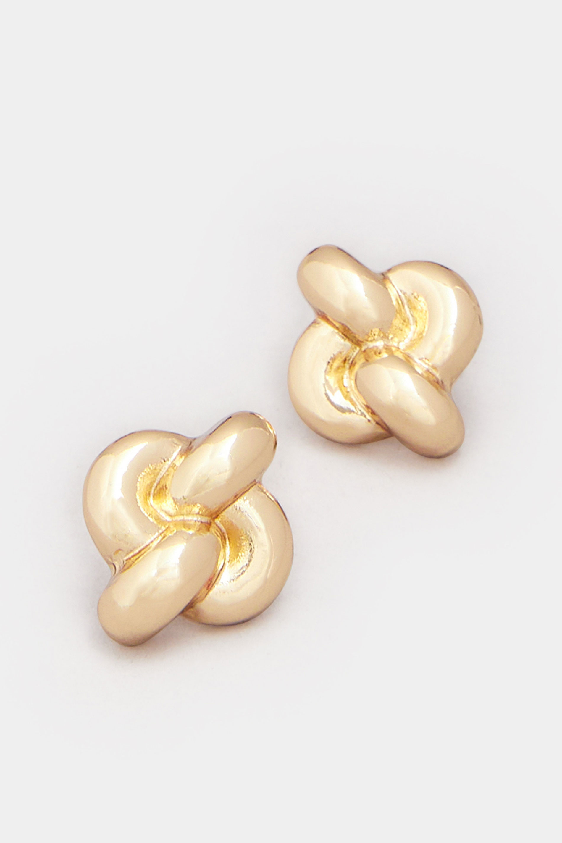 Gold Tone Twisted Stud Earrings | Yours Clothing 3