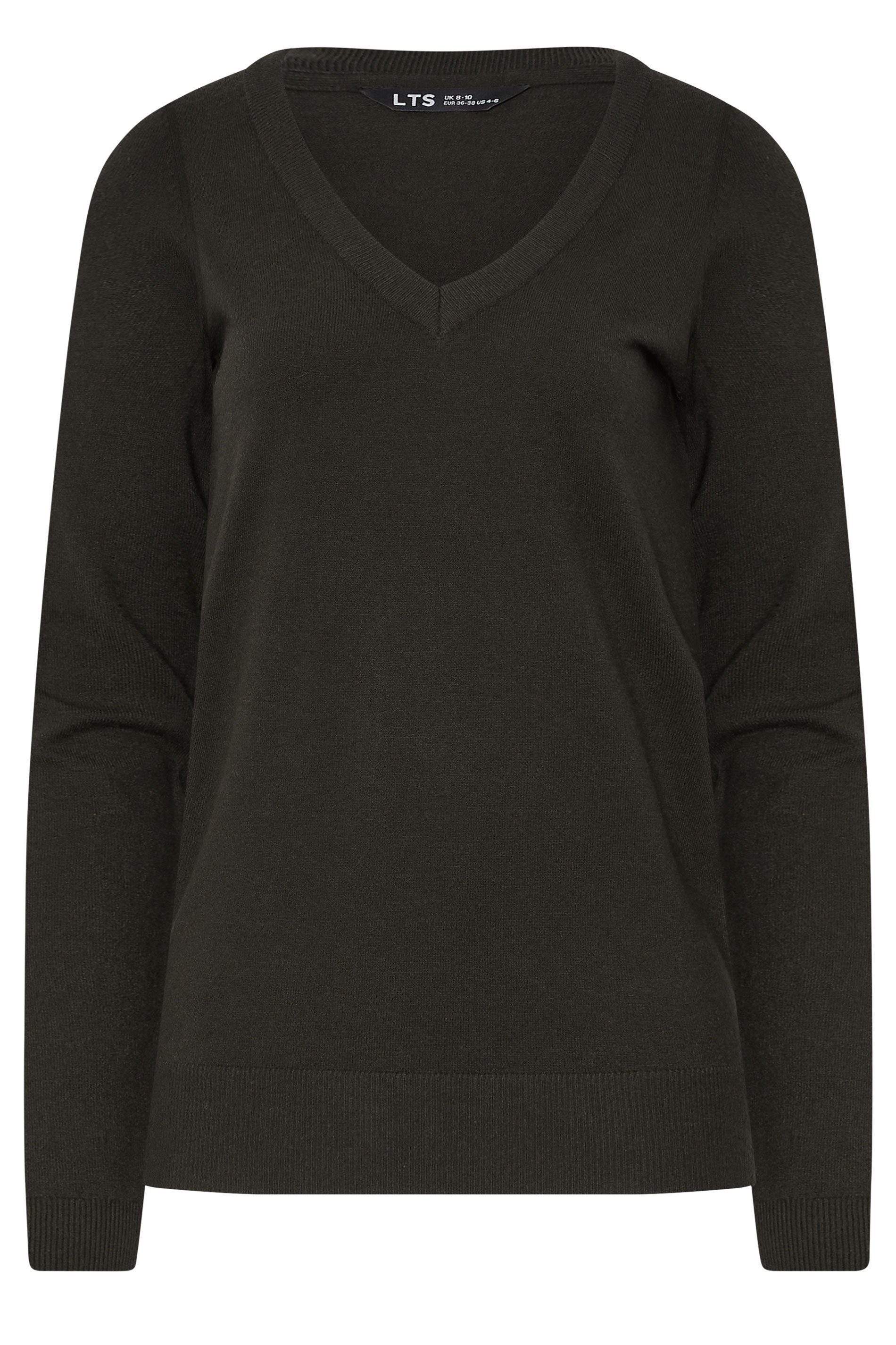 LTS Tall Chocolate Brown Knit V-Neck Jumper | Long Tall Sally 6