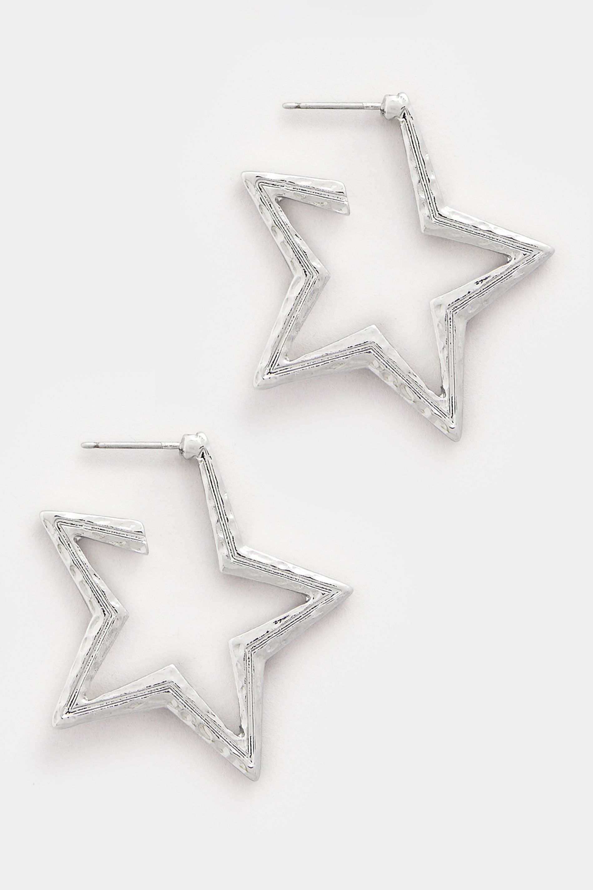 Silver Tone Star Diamante Earrings | Yours Clothing 2