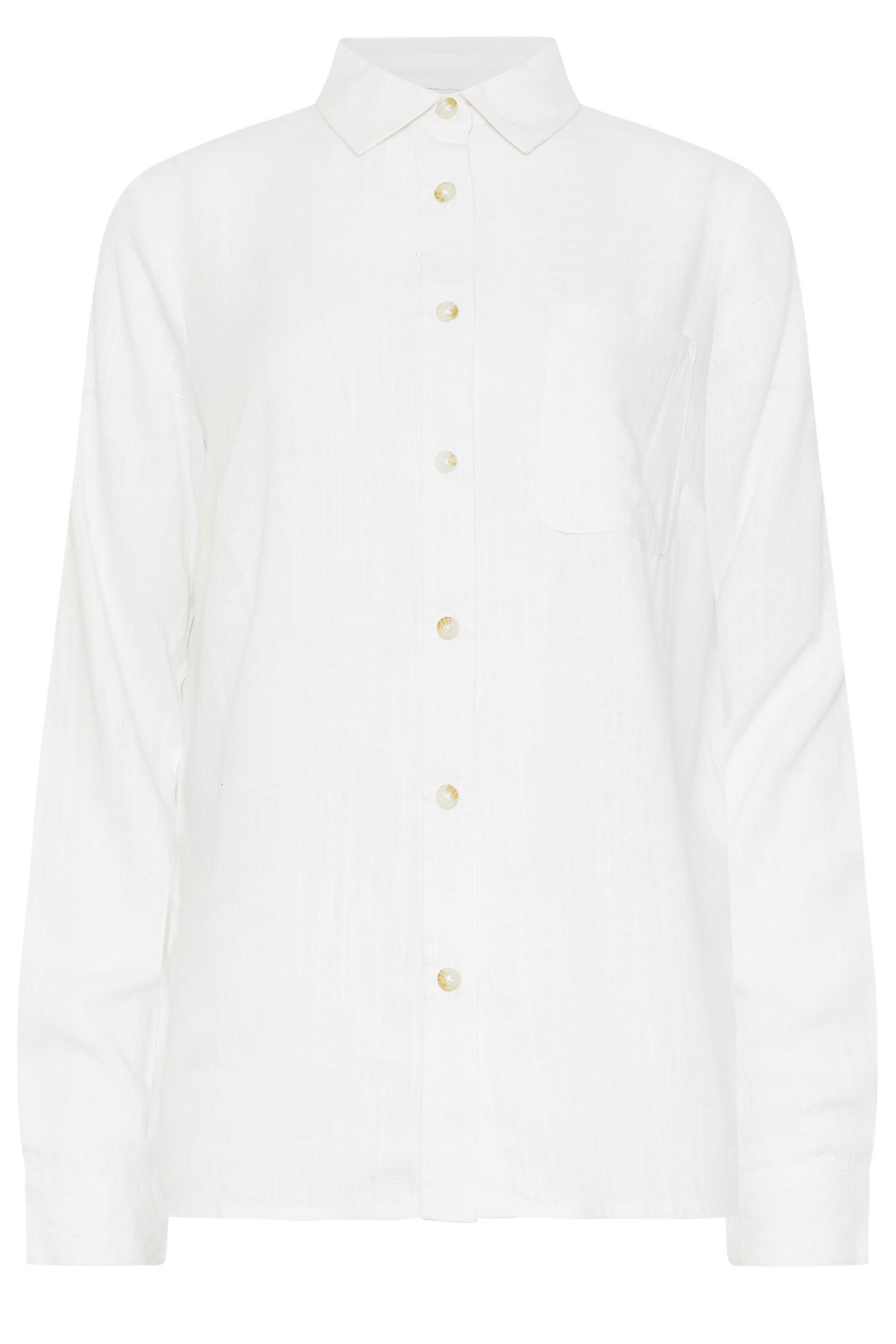 LTS Tall White Linen Oversized Long Sleeve Shirt | Long Tall Sally 5
