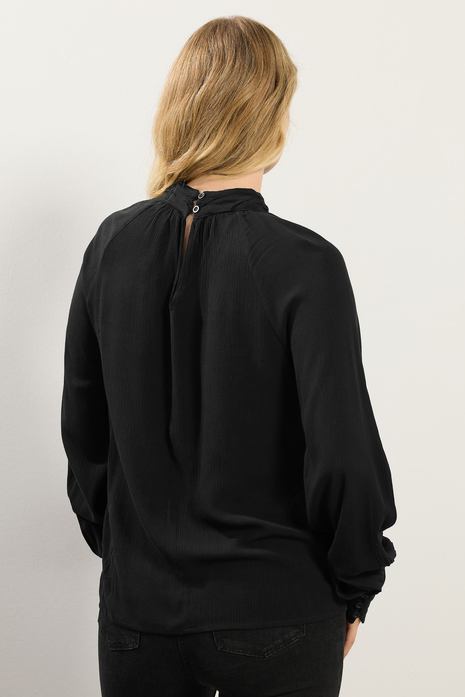 LTS Tall Black High Neck Crinkle Top | Long Tall Sally 5