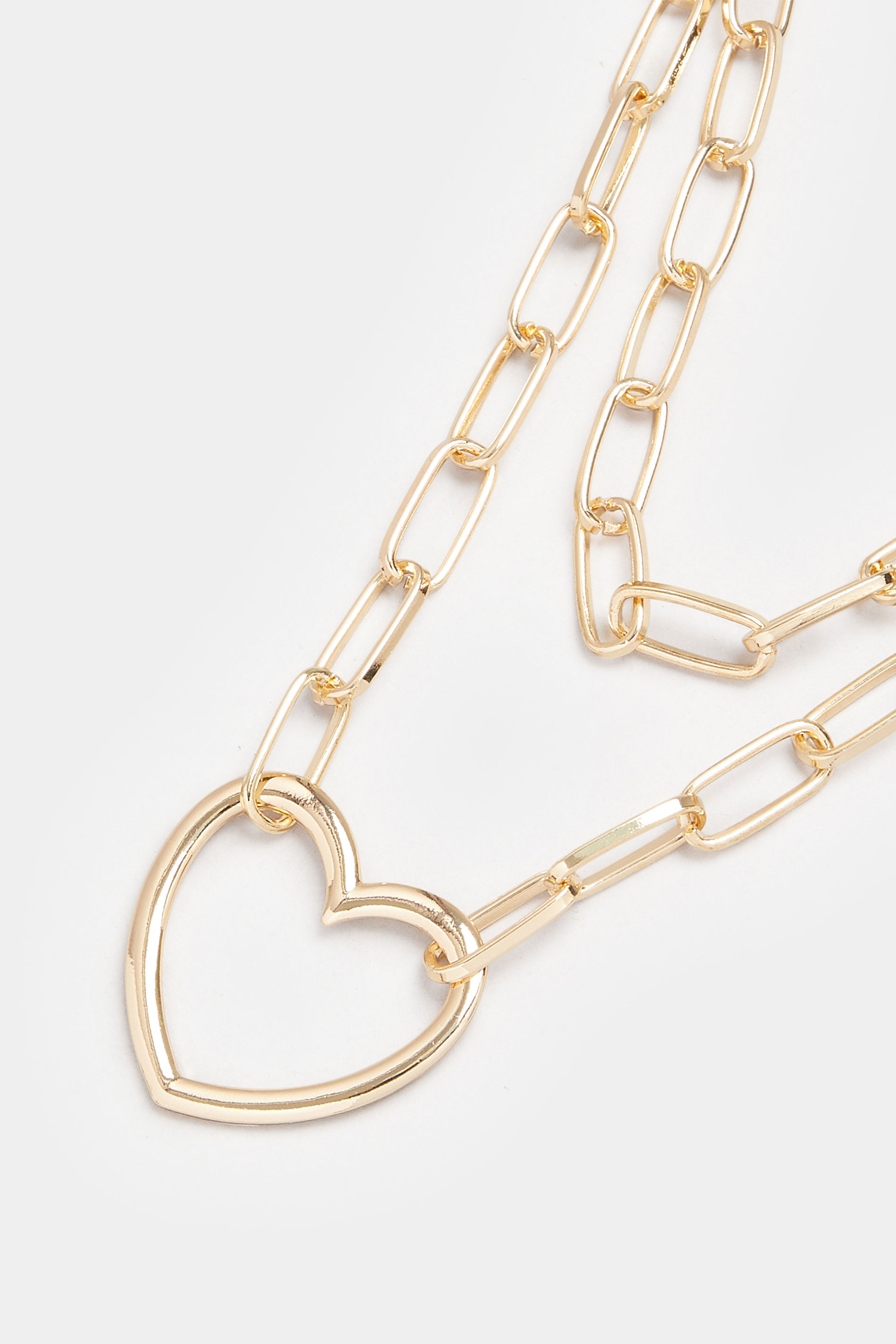 Gold Tone Pendant Heart Layered Chain Necklace | Yours Clothing 3