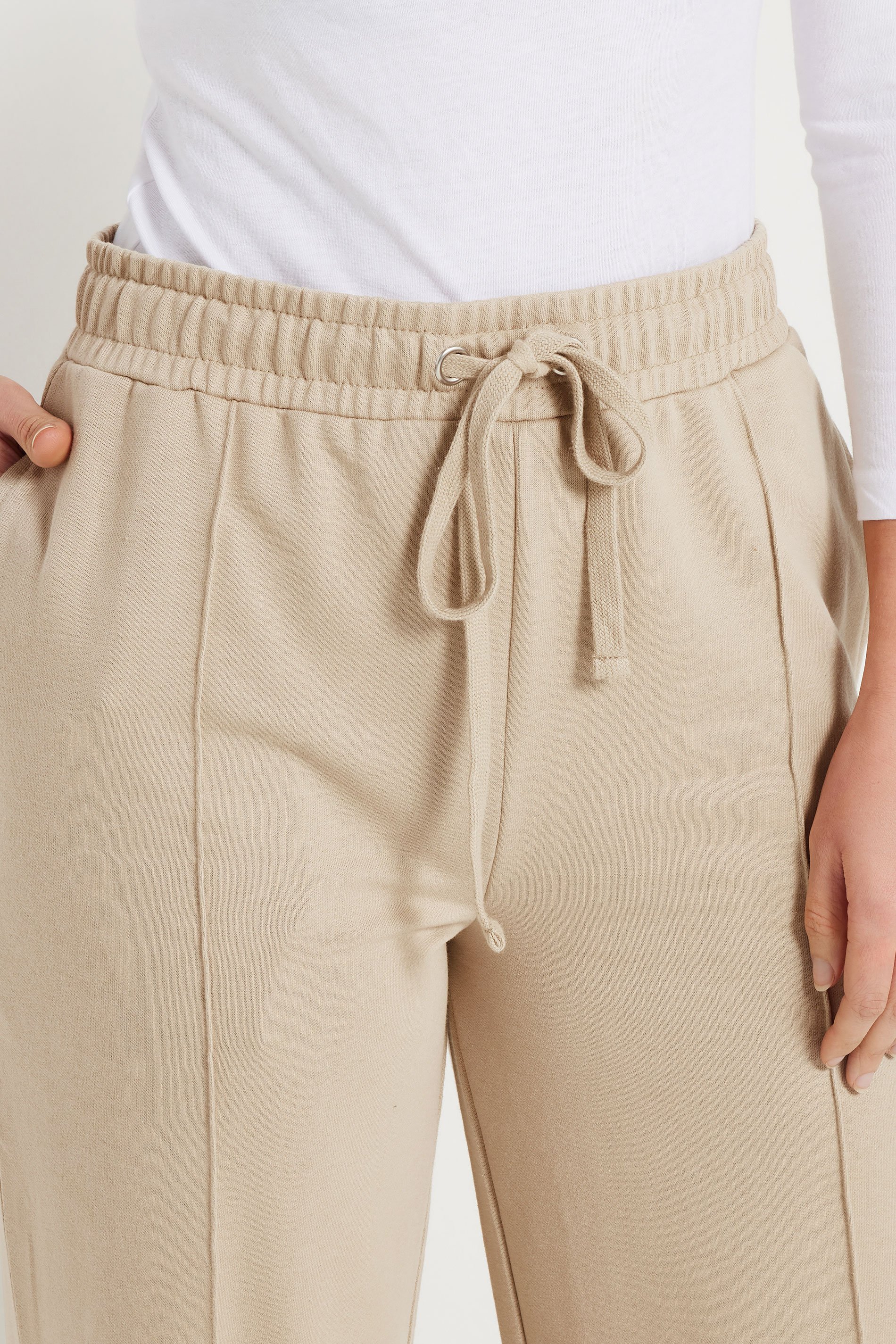 LTS Tall Stone Brown Seam Front Wide Leg Joggers | Long Tall Sally 4