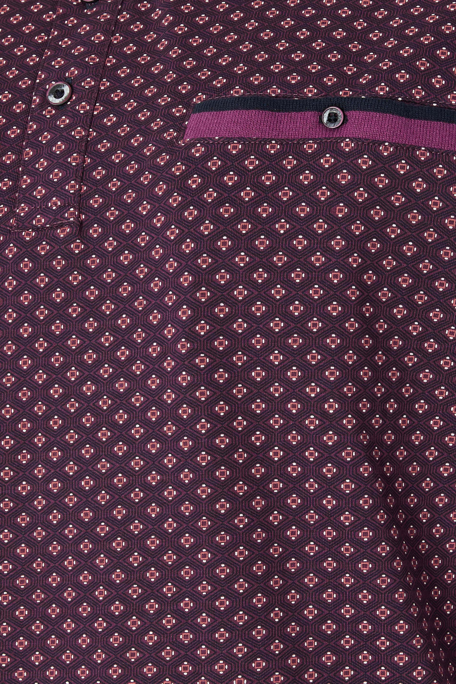 KAM Big & Tall Dark Purple Geometric Print Polo Shirt | BadRhino 2