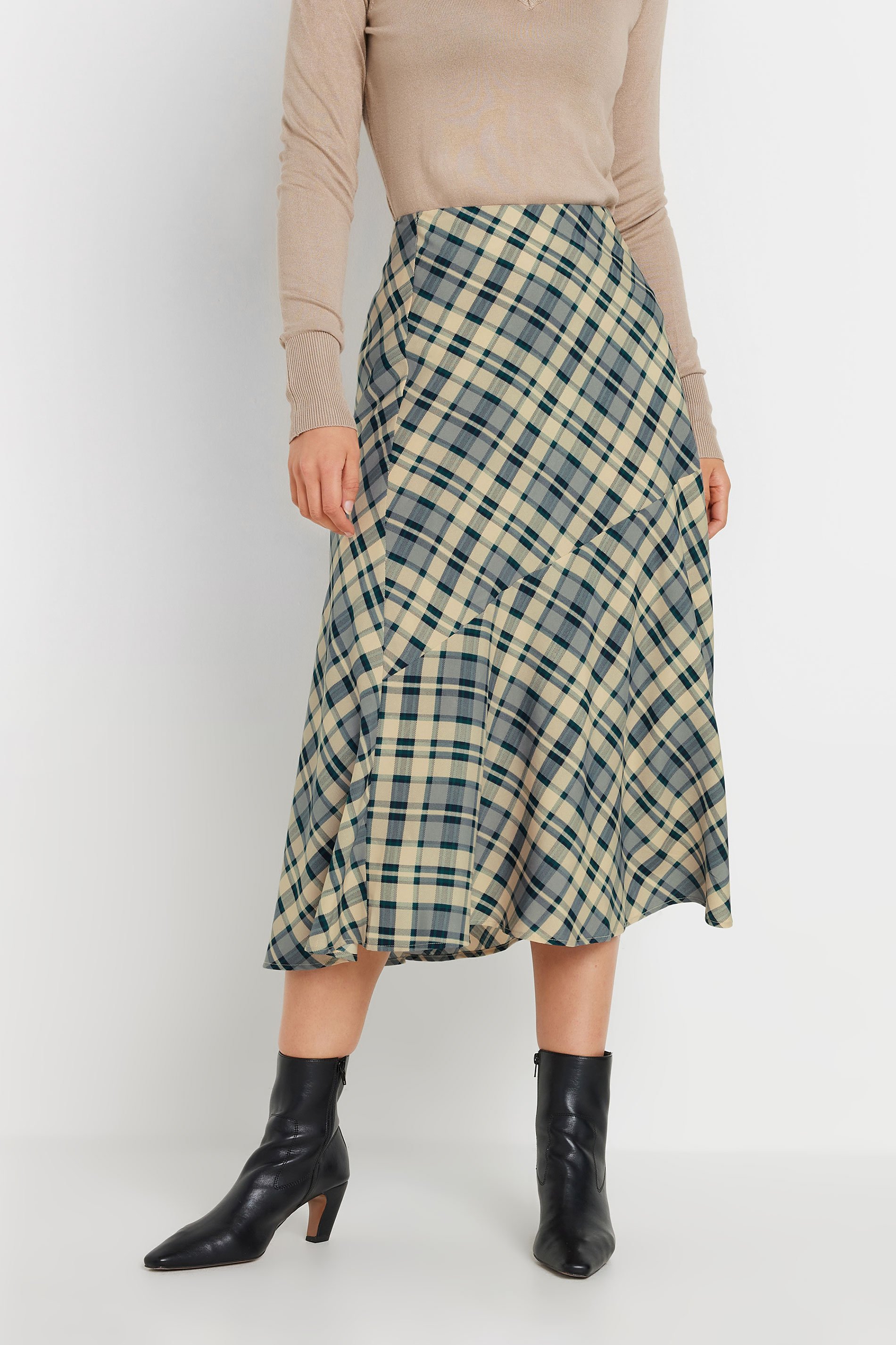 LTS Tall Blue Check Print Tiered Midaxi Skirt | Long Tall Sally