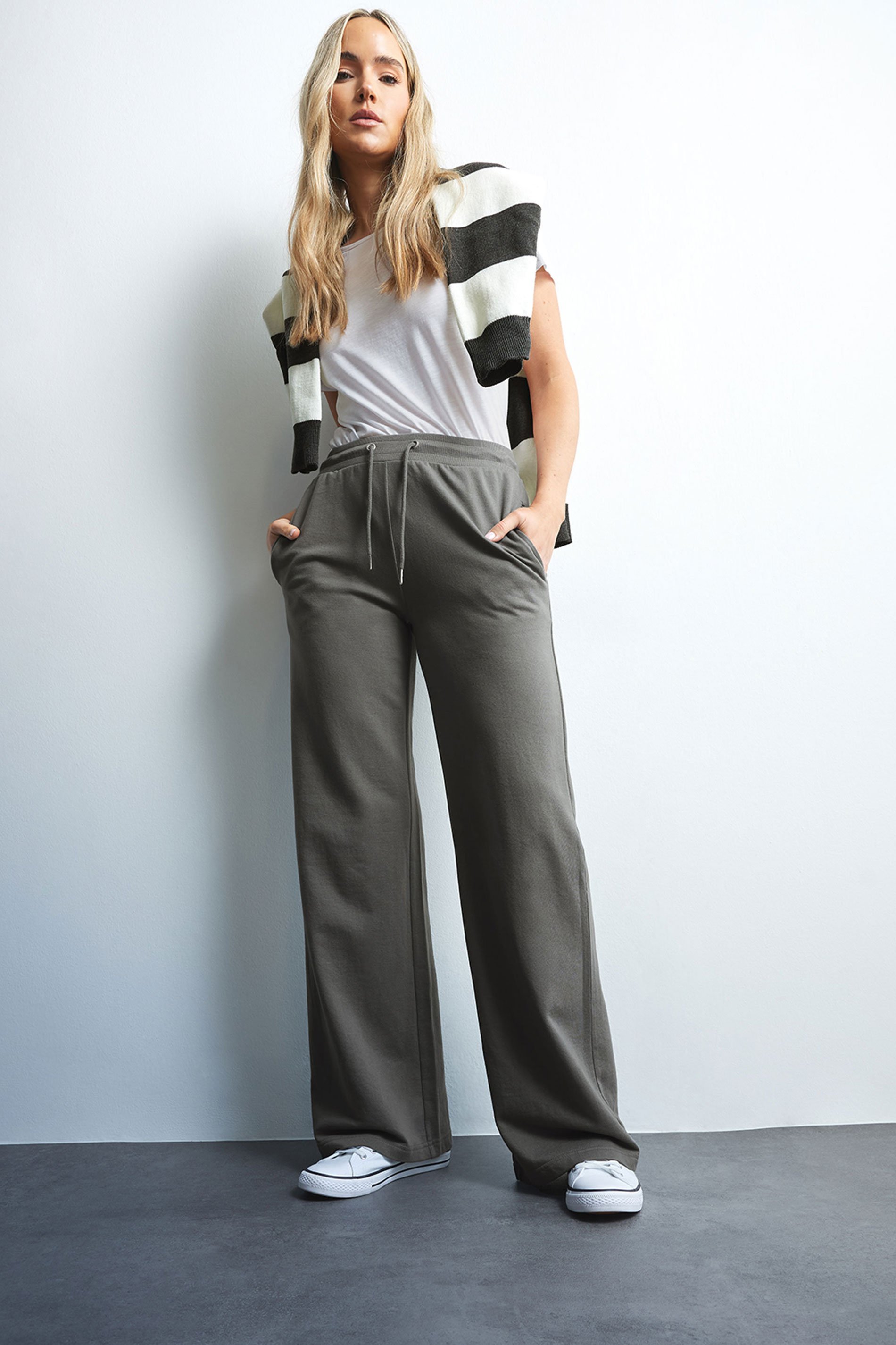 LTS Tall Charcoal Grey Wide Leg Joggers | Long Tall Sally 1