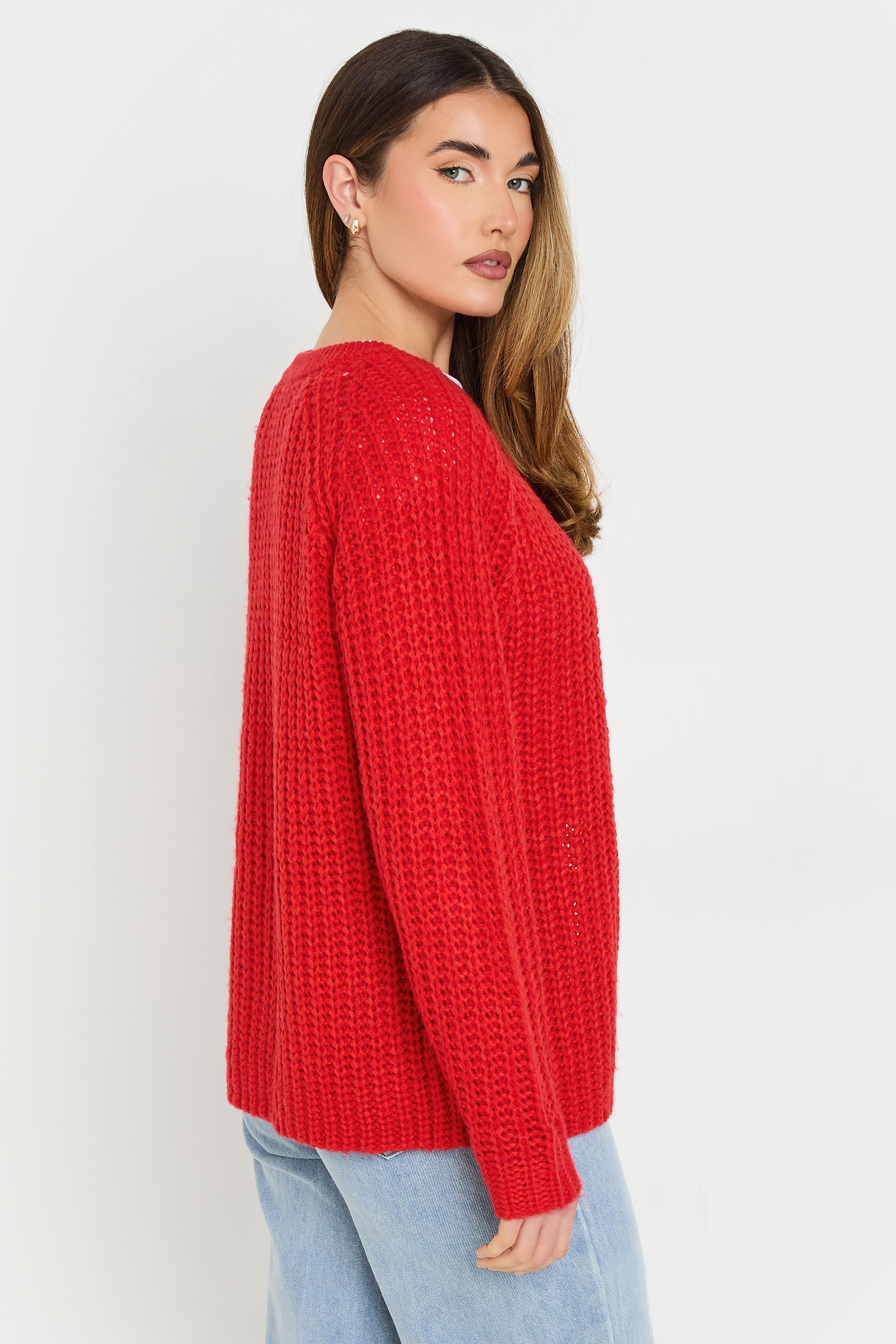 LTS Tall Red Chunky Knitted Cardigan | Long Tall Sally 5