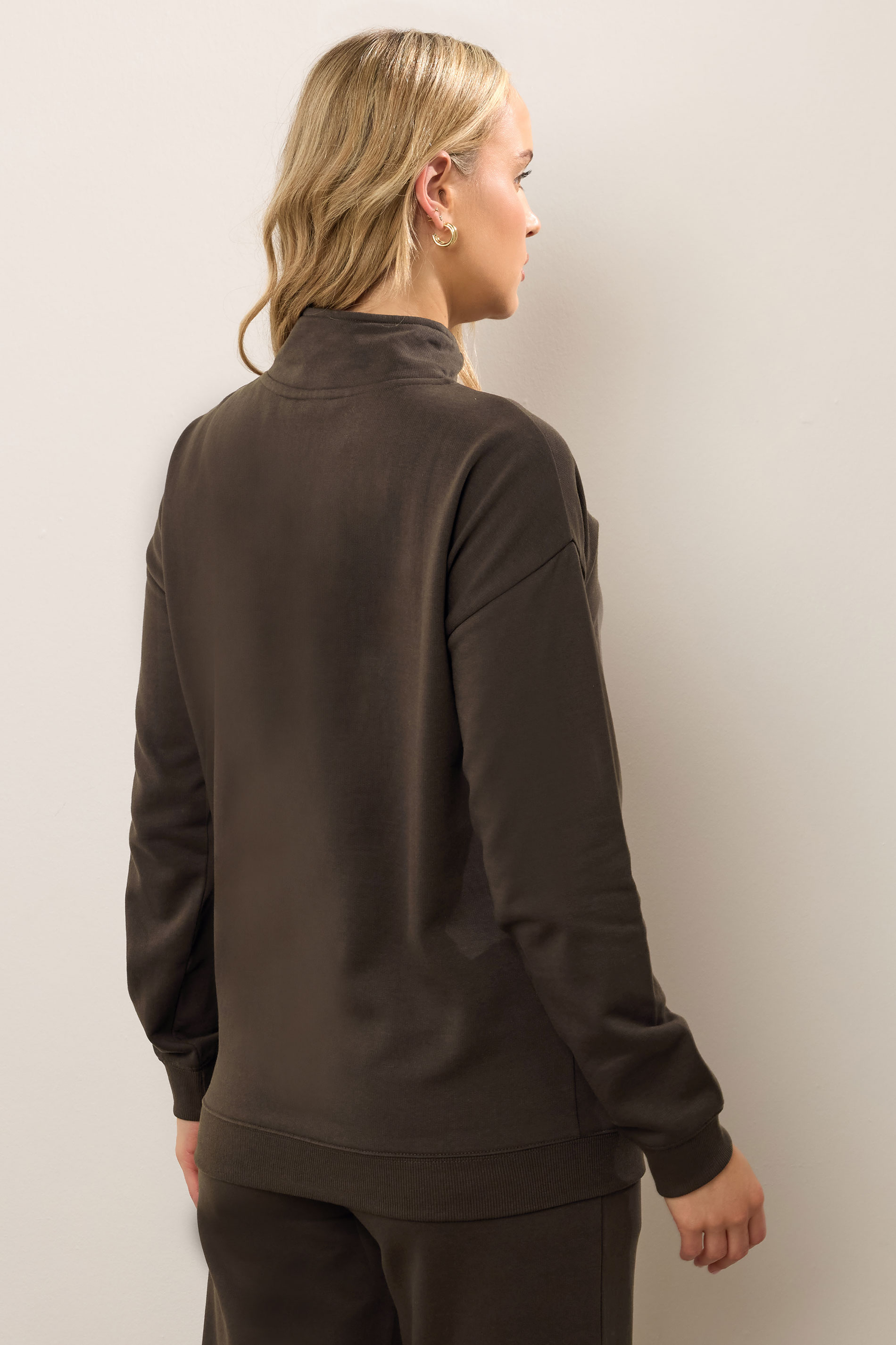 LTS Tall Women's Chocolate Brown Slogan Zip Sweatshirt | Long Tall Sally 4