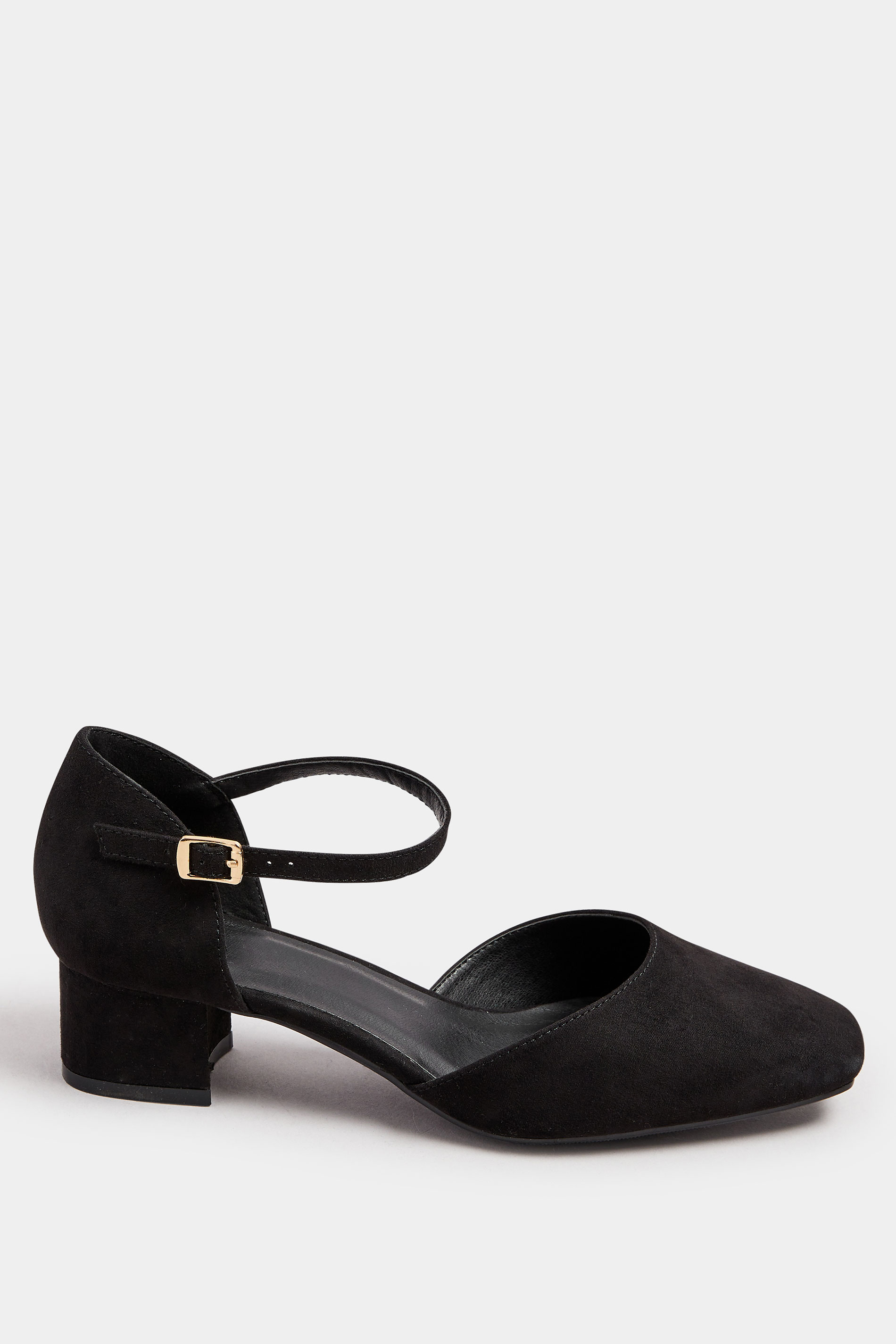 Black Faux Suede Block Heel Court Shoes In Extra Wide EEE Fit | Yours Clothing 3