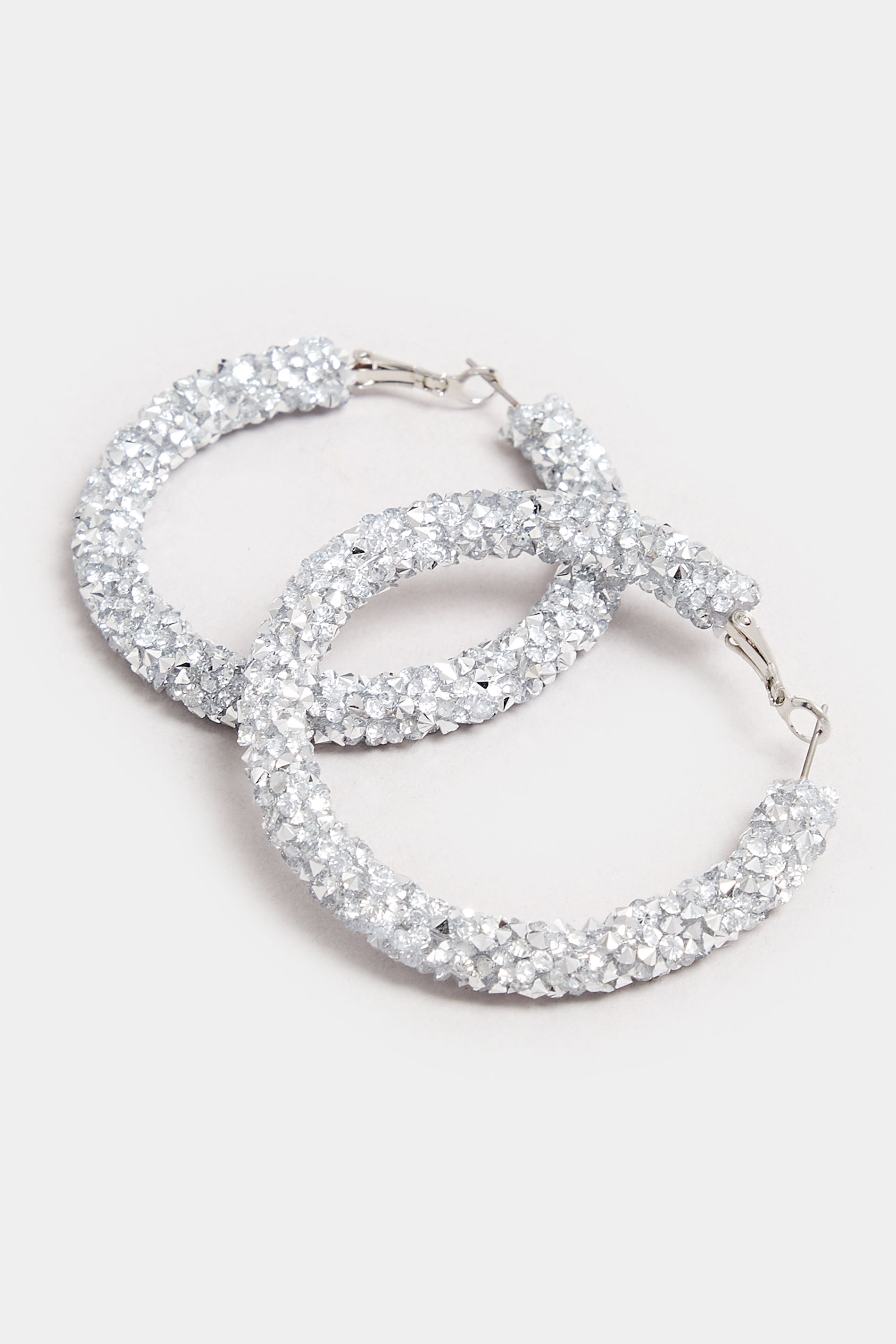 Silver Tone Diamante Mesh Earrings | Yours Clothing 3