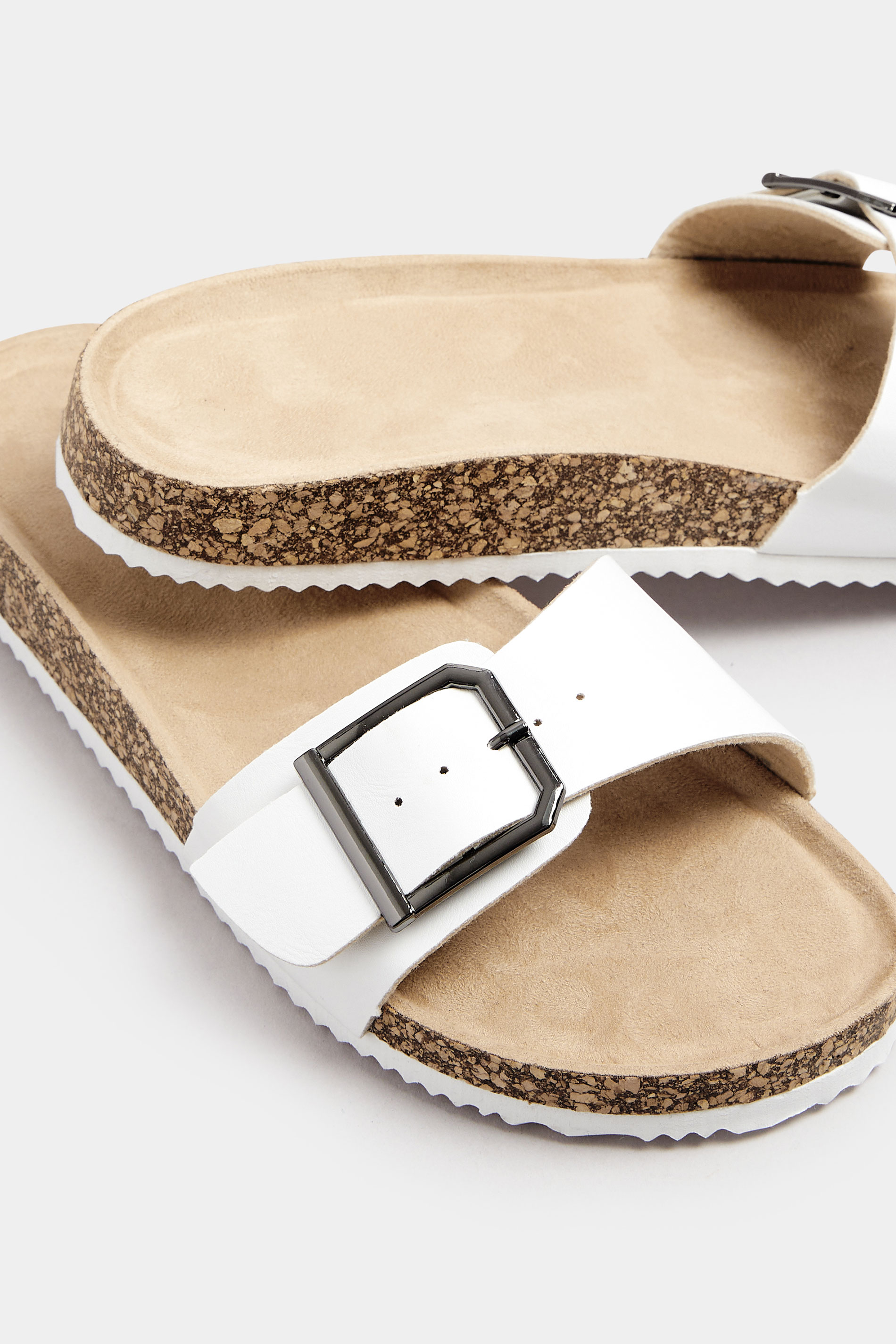White Single Buckle Sandals In Extra Wide EEE Fit | Yours Clothing 5