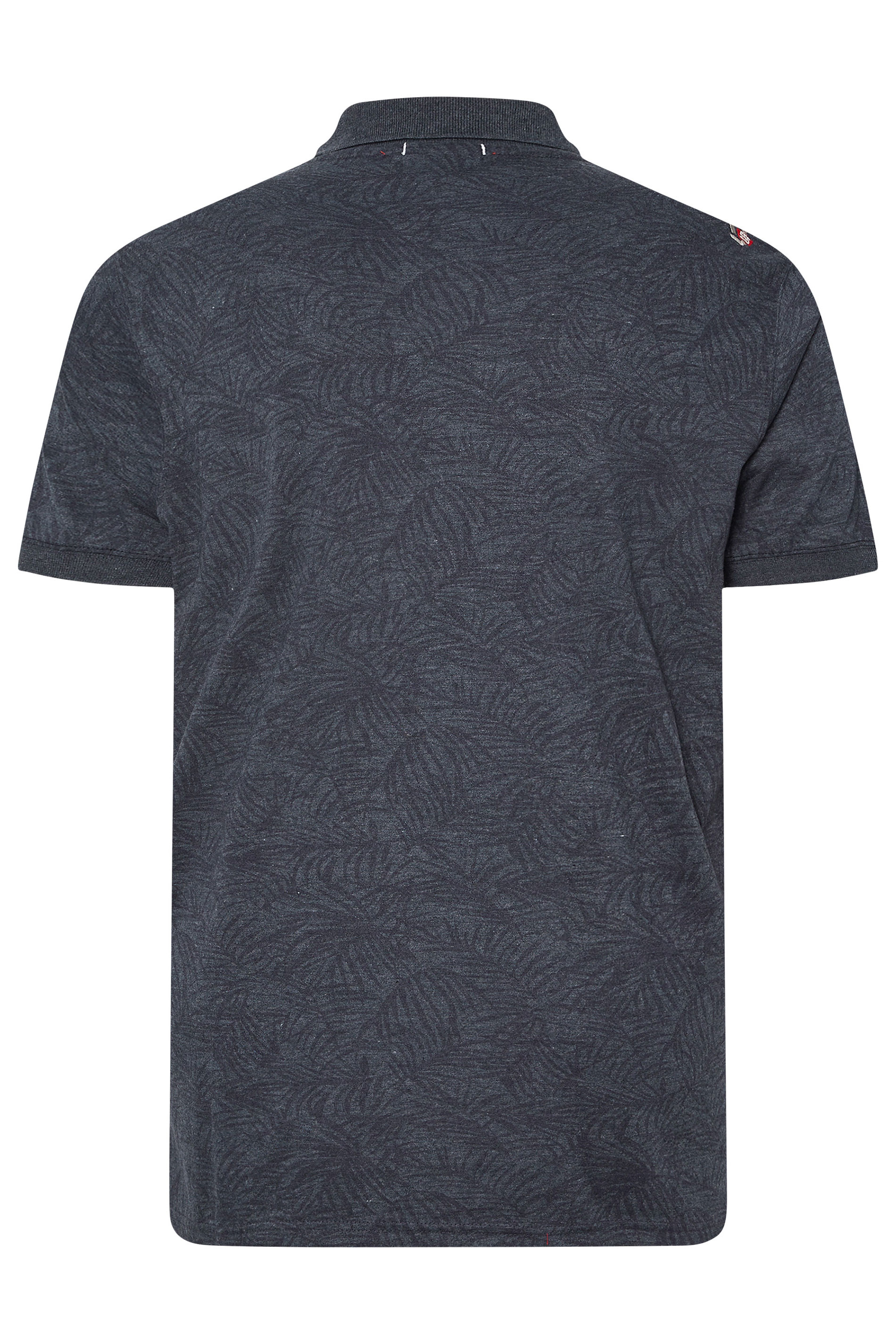 D555 Big & Tall Navy Blue Leaf Print Polo Shirt | BadRhino 4
