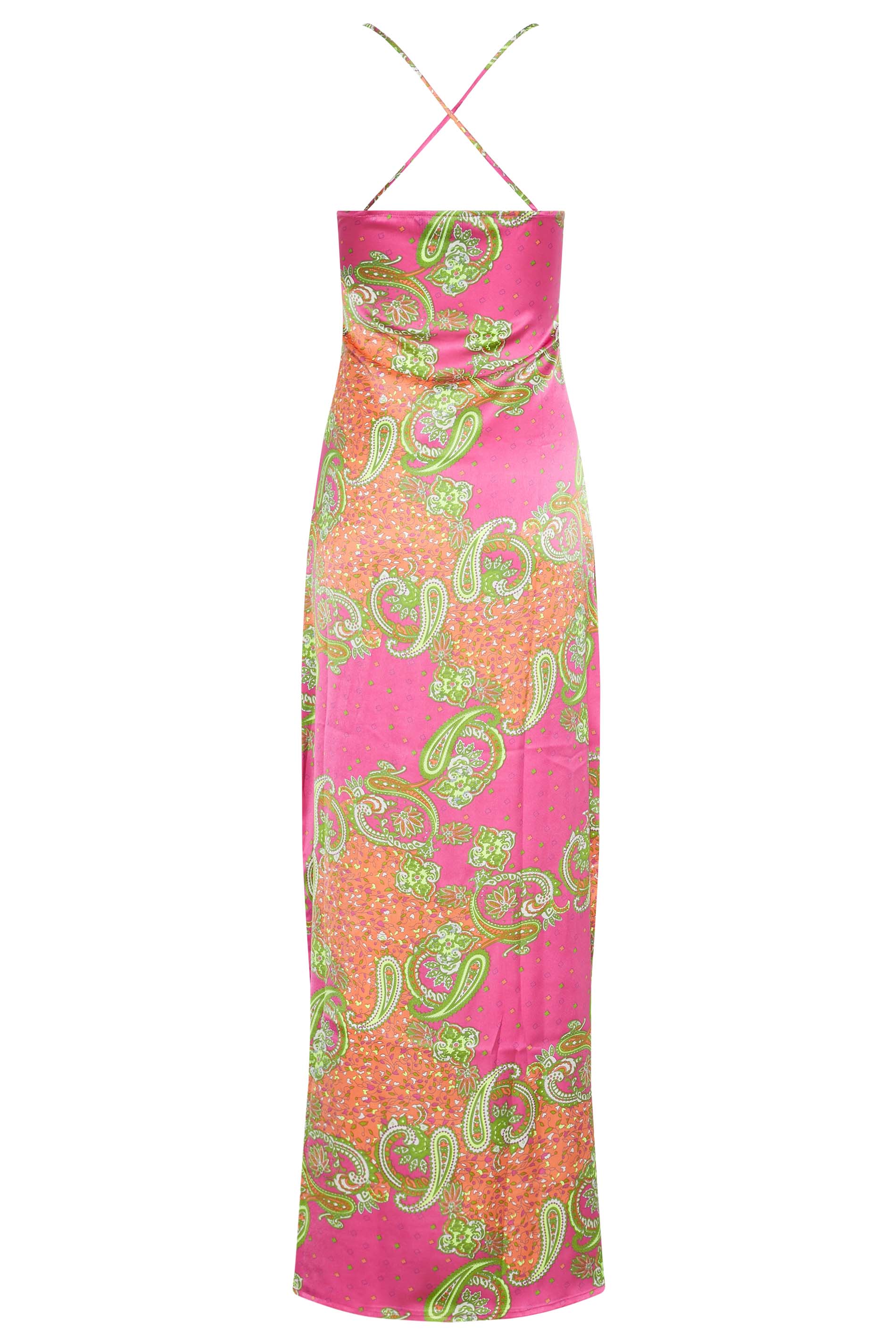 Paisley-print satin dress