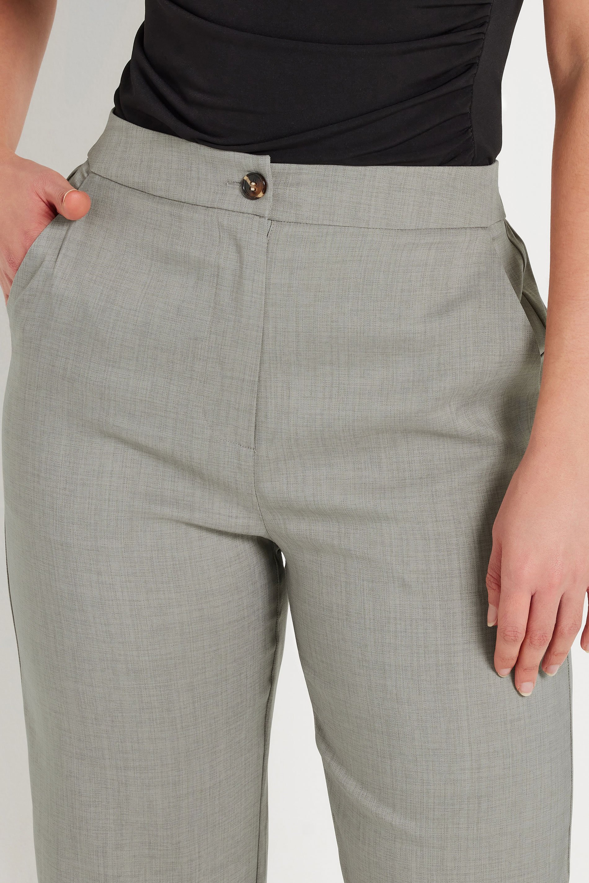 LTS Tall Light Grey Pleated Barrel Leg Trousers | Long Tall Sally 4